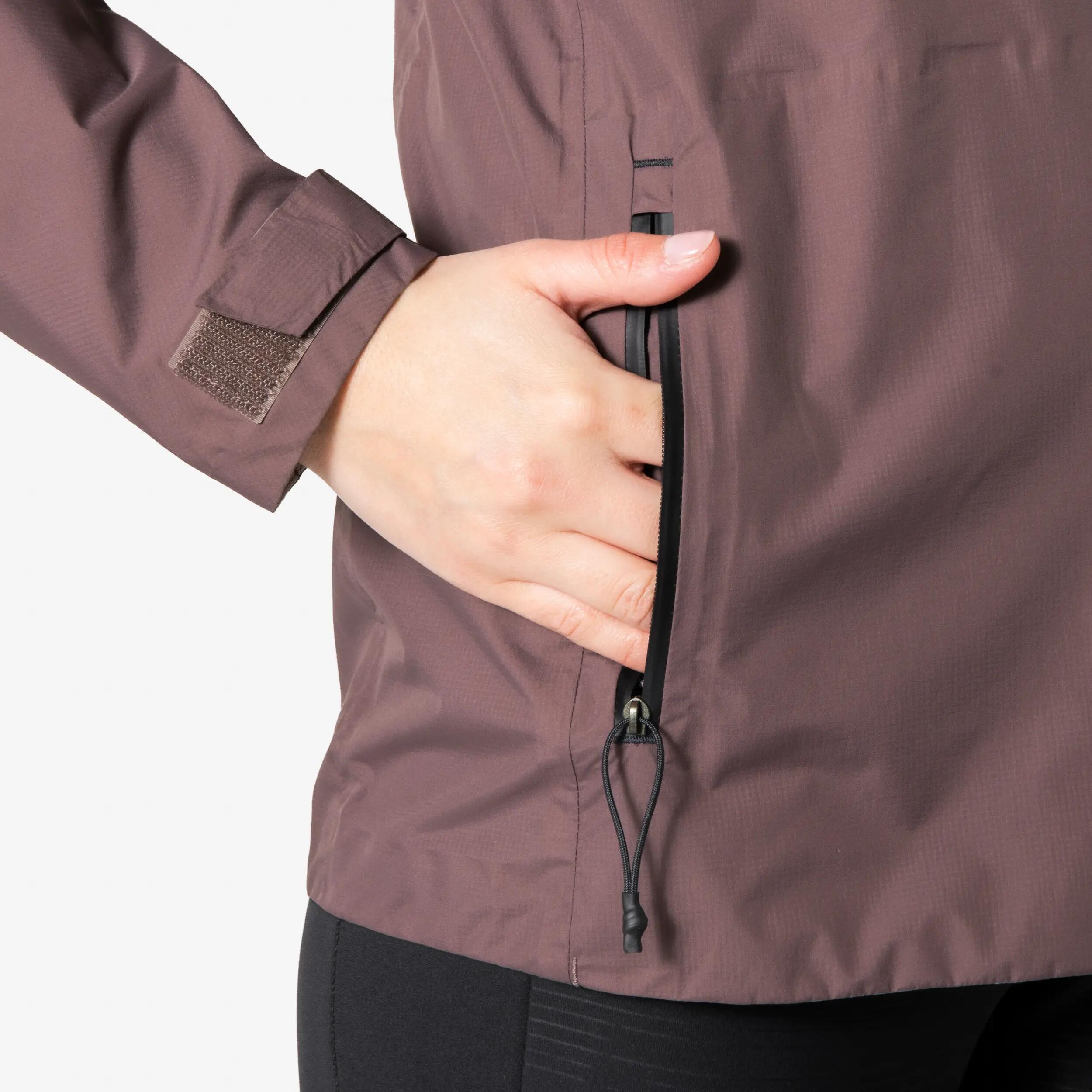 Veste running imperméable Femme, Kiprun Run Rain 900 marron 13/23