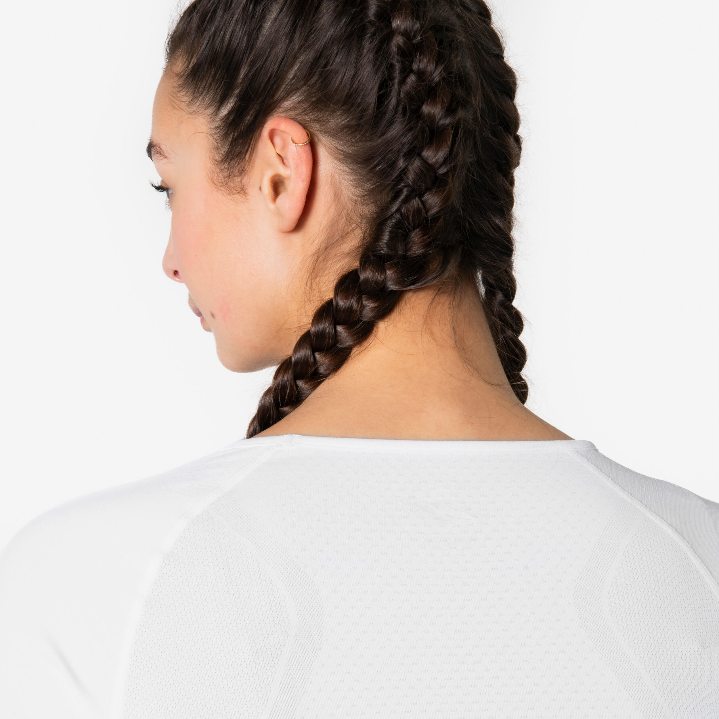 T-Shirt manches longues running Femme sans couture, KIPRUN Run 500 blanc 6/11