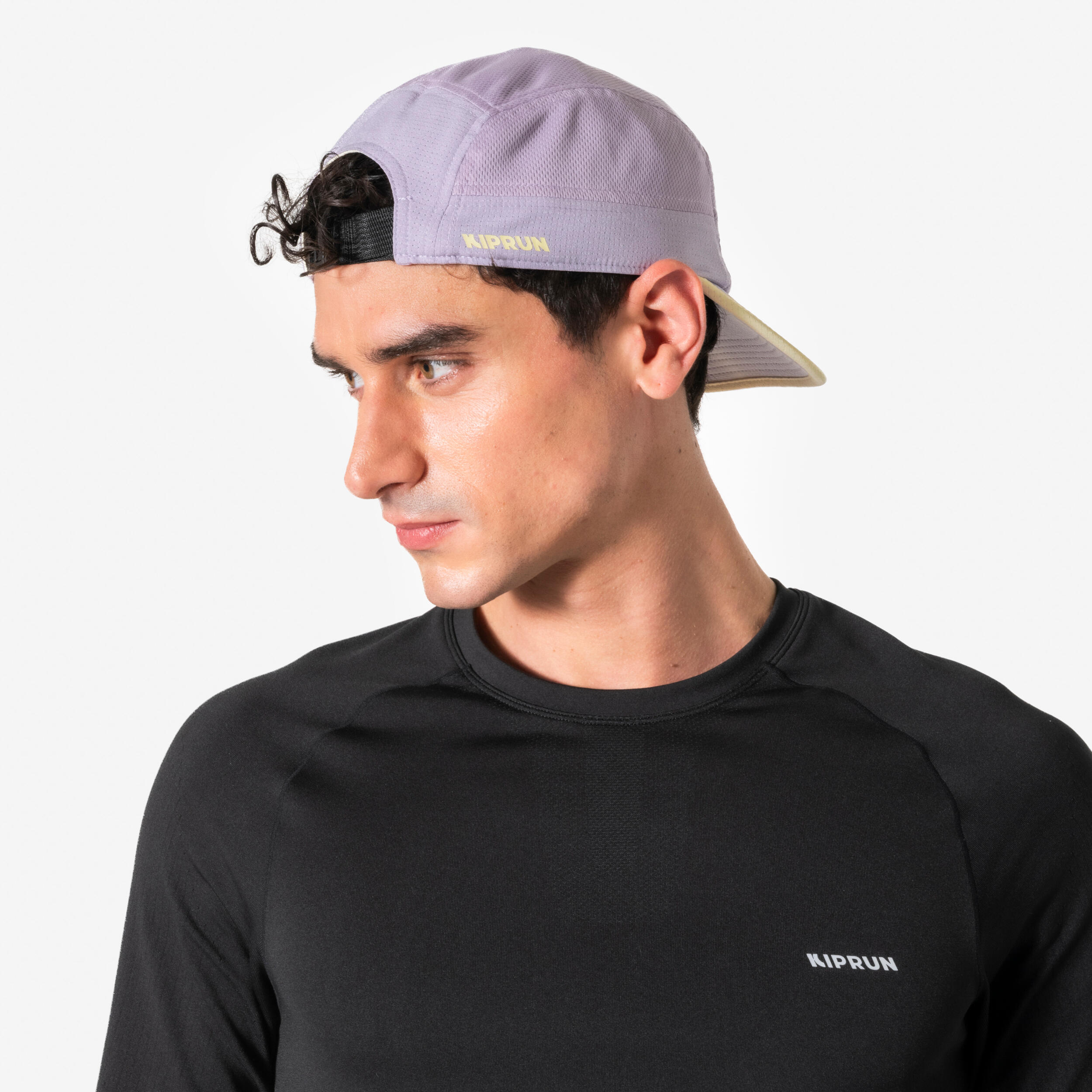 Casquette de running homme et femme, Kiprun violet et jaune 5/6