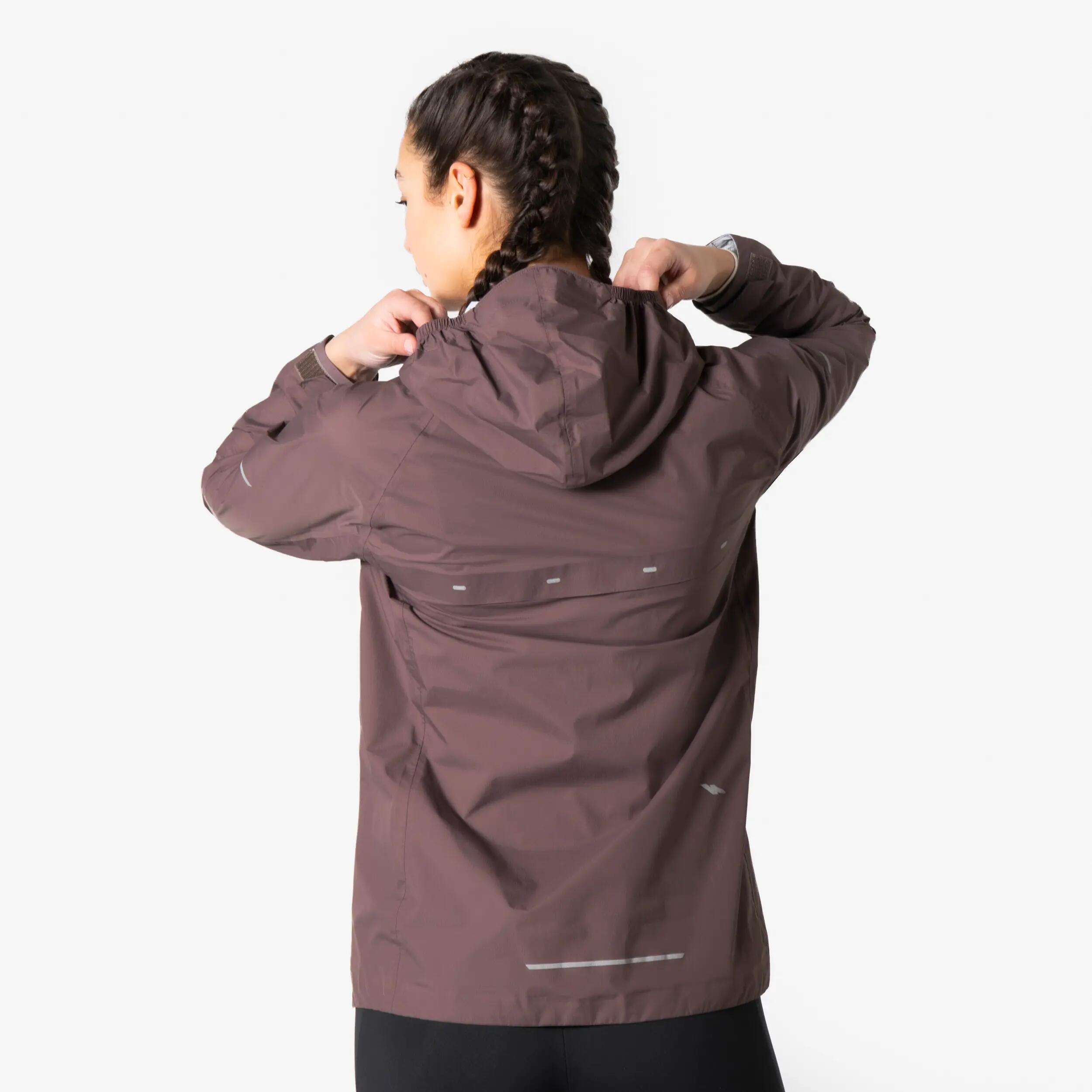 Veste running imperméable Femme, Kiprun Run Rain 900 marron 2/23