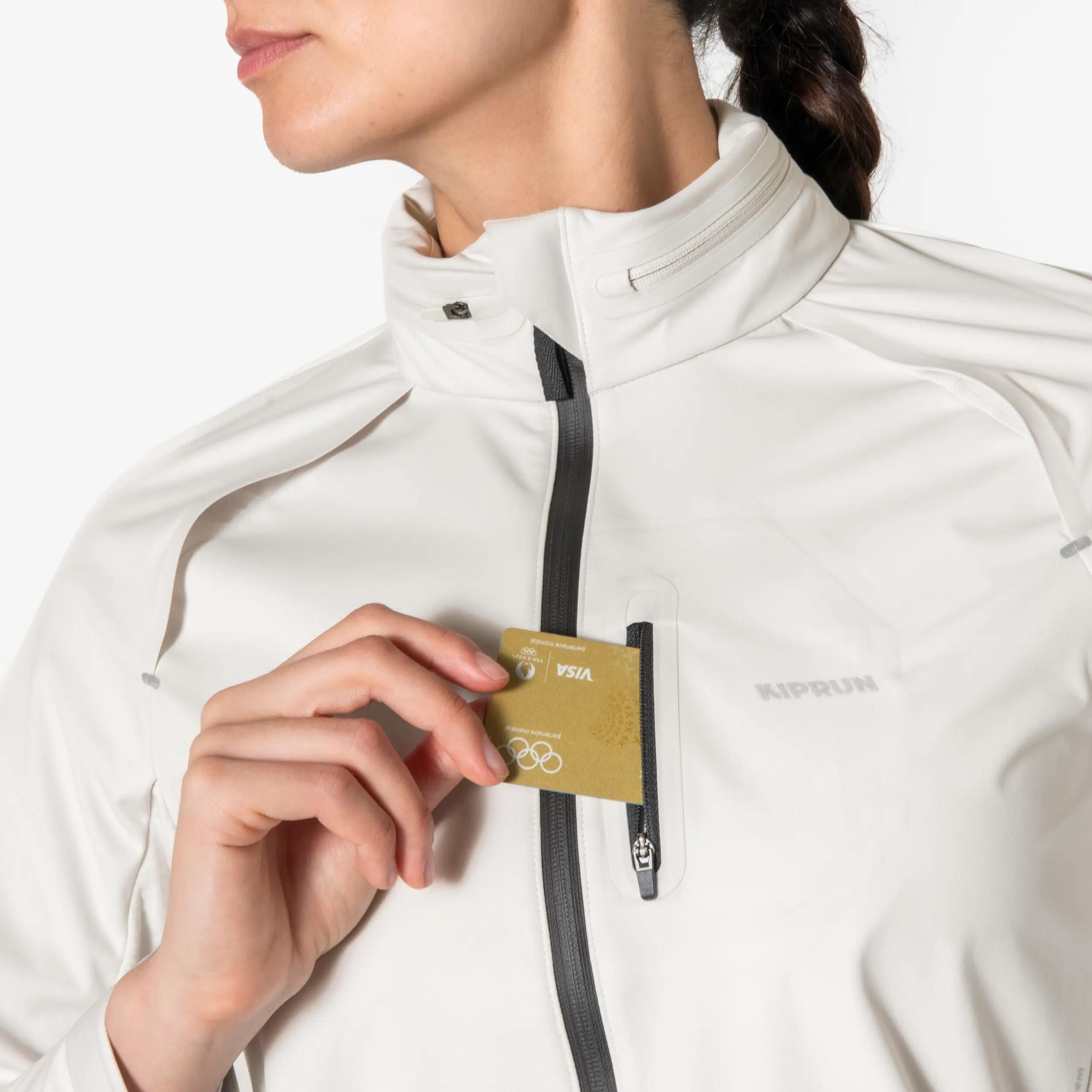 Casaco Quente de Corrida Mulher Run 900 Warm Regul Cinzento 7/14