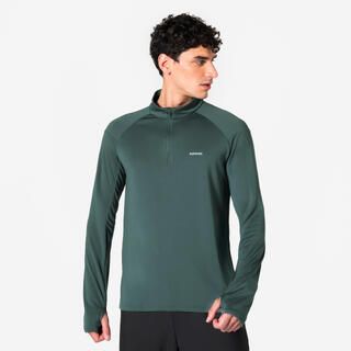 KIPRUN Maglia manica lunga running uomo RUN 100 verde militare