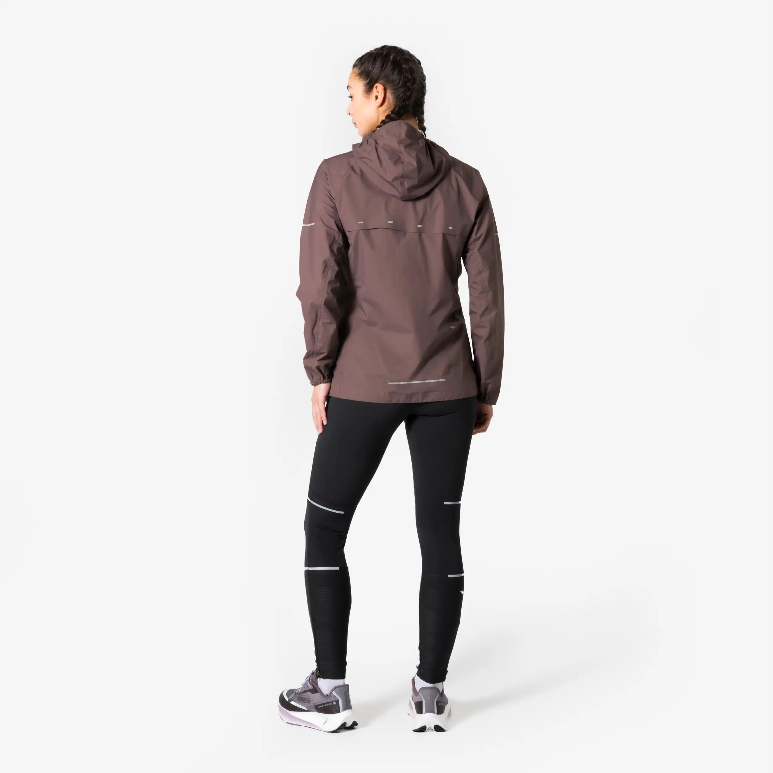 Veste running imperméable Femme, Kiprun Run Rain 900 marron 6/23