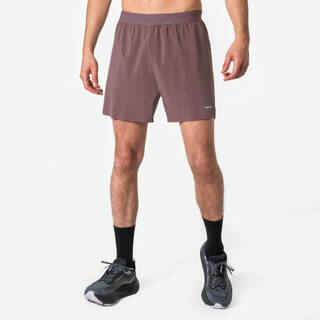 Men's running shorts - KIPRUN Run 500 Comfort - Brown