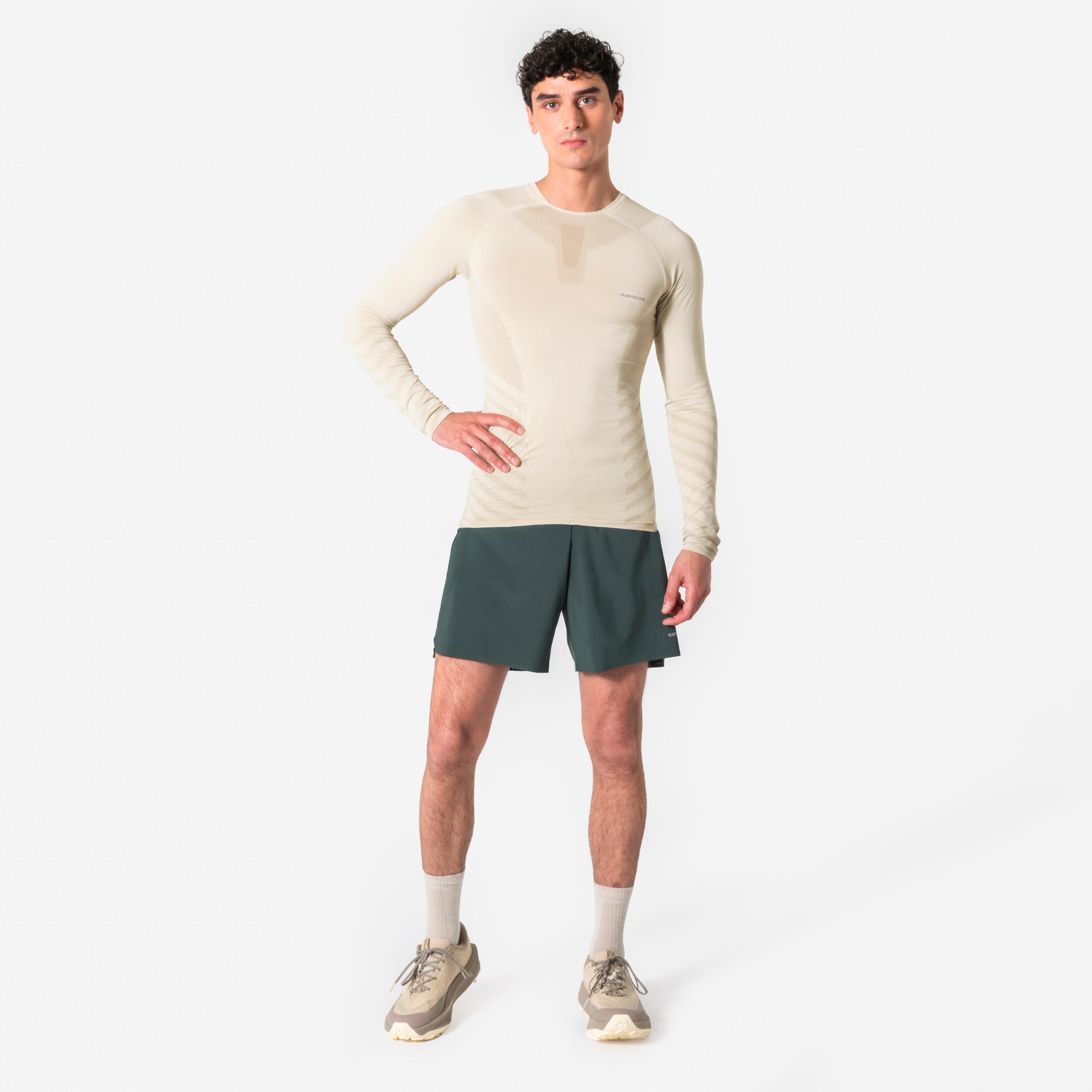 Men's running shorts - KIPRUN Run 500 Khaki