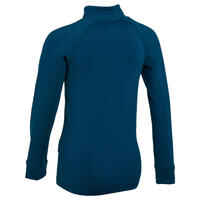 Forclaz 500 Zip Collar Children's T-shirt Blue