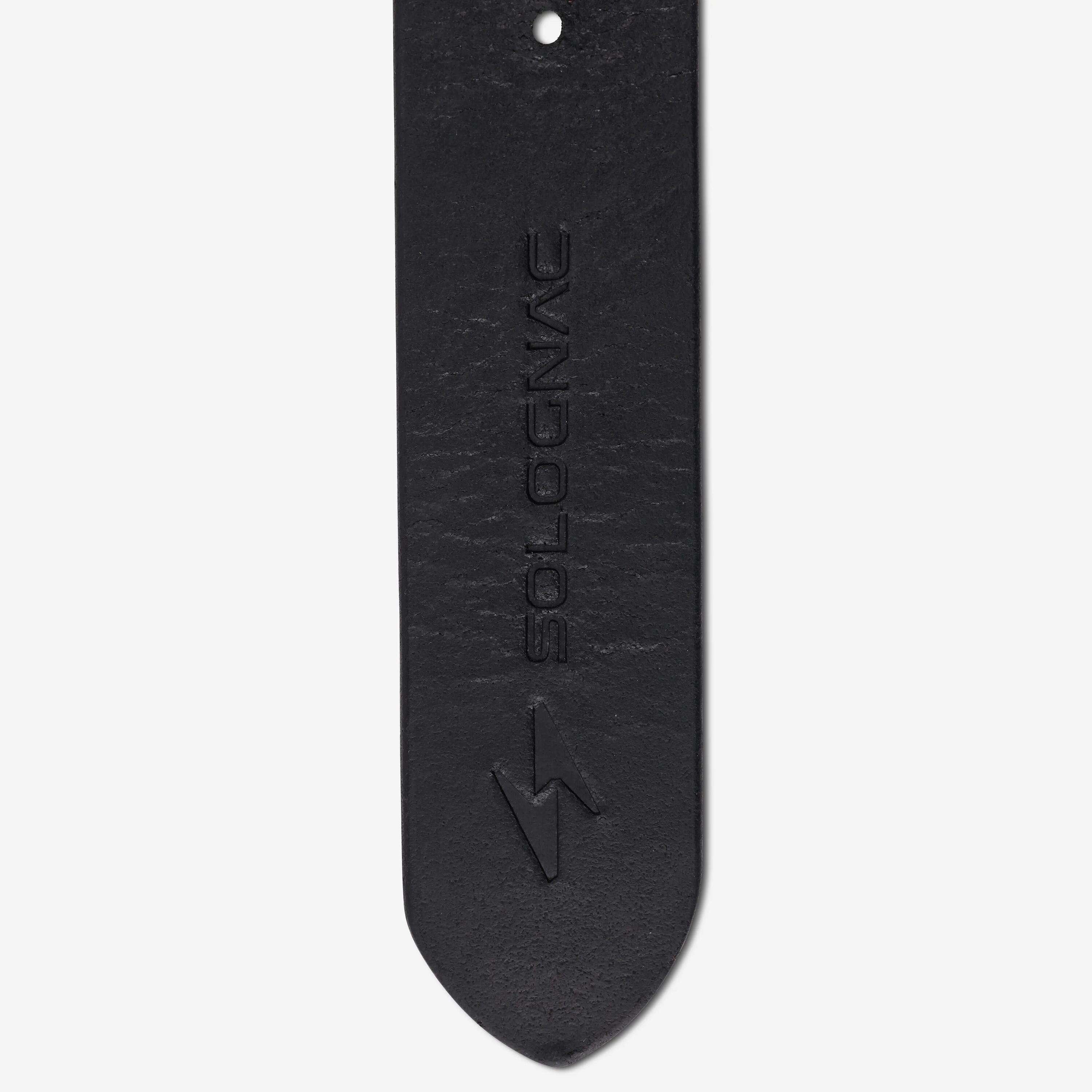Jagdgürtel Leder 135 cm schwarz 3/4