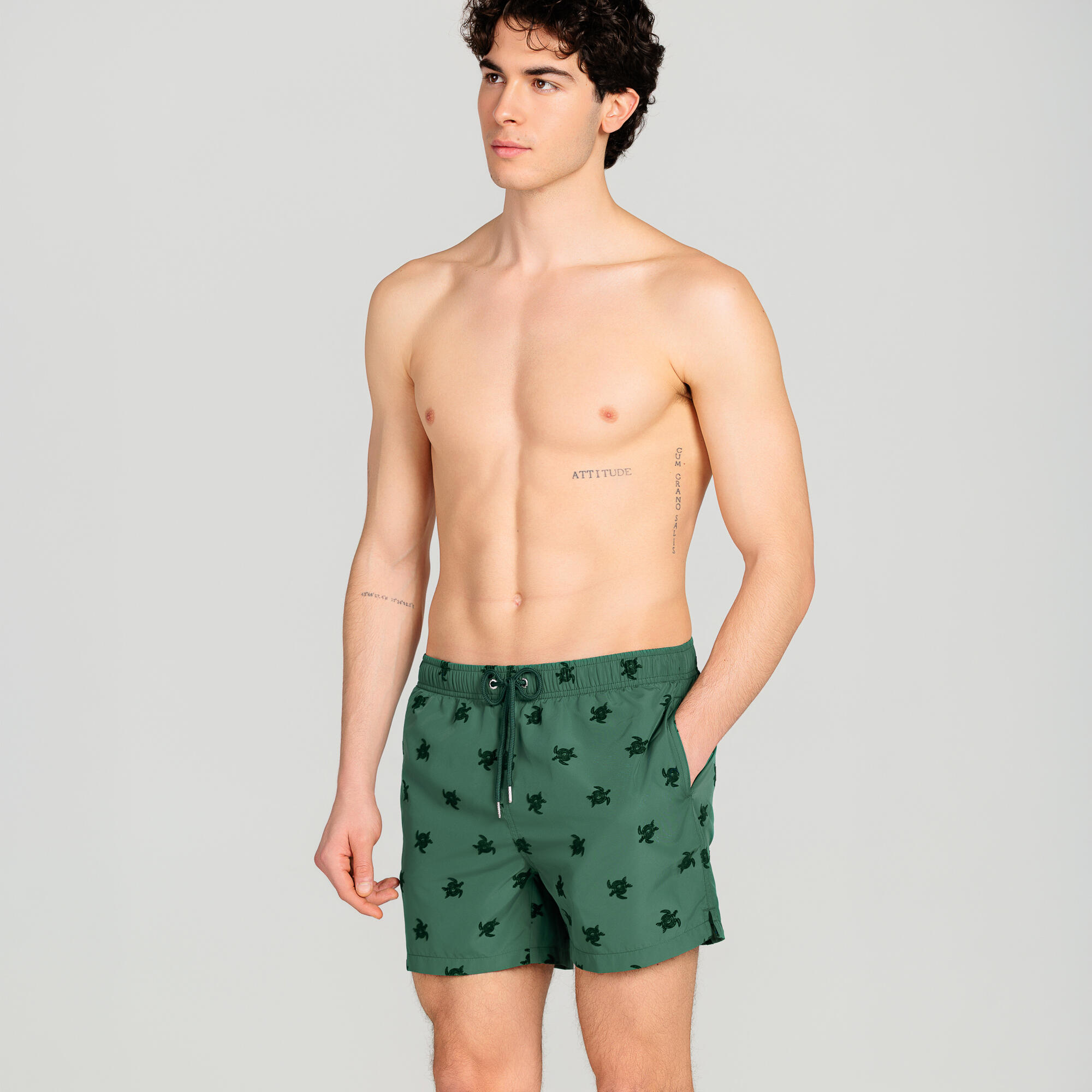 Costume mare uomo modello “tartarughe” verde militare 2/6