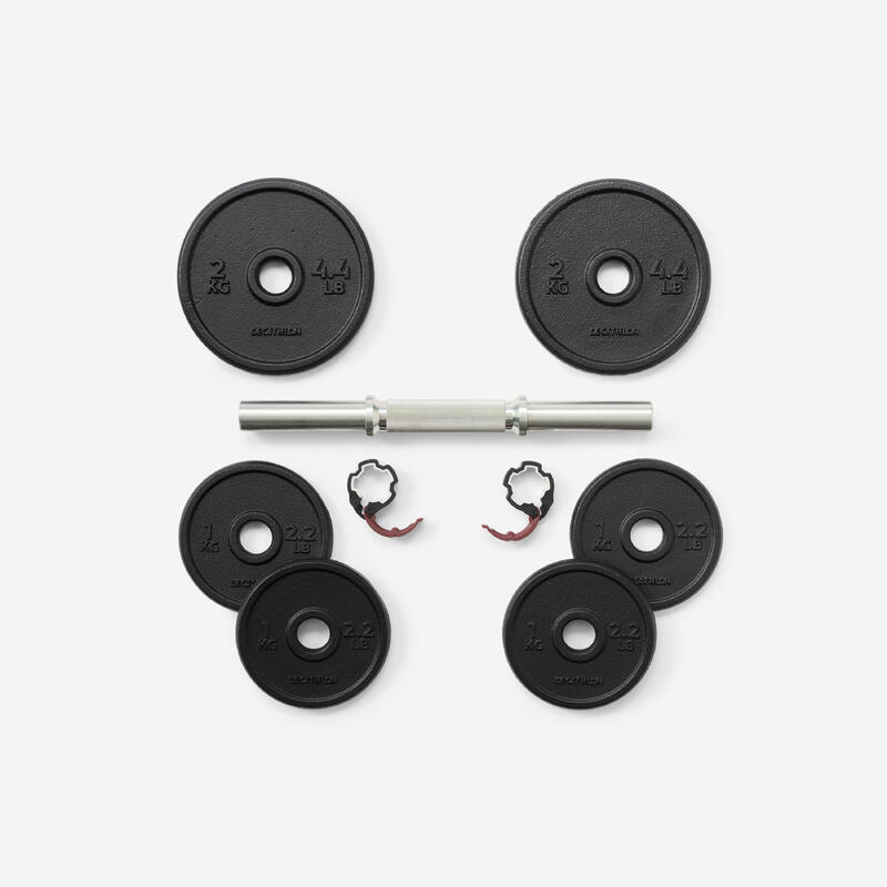 Kit Haltères Réglables Ultrasport 10 Kg – 4 Disques De 2,5 Kg, Barre Chromée 35 Cm, Antidérapant
