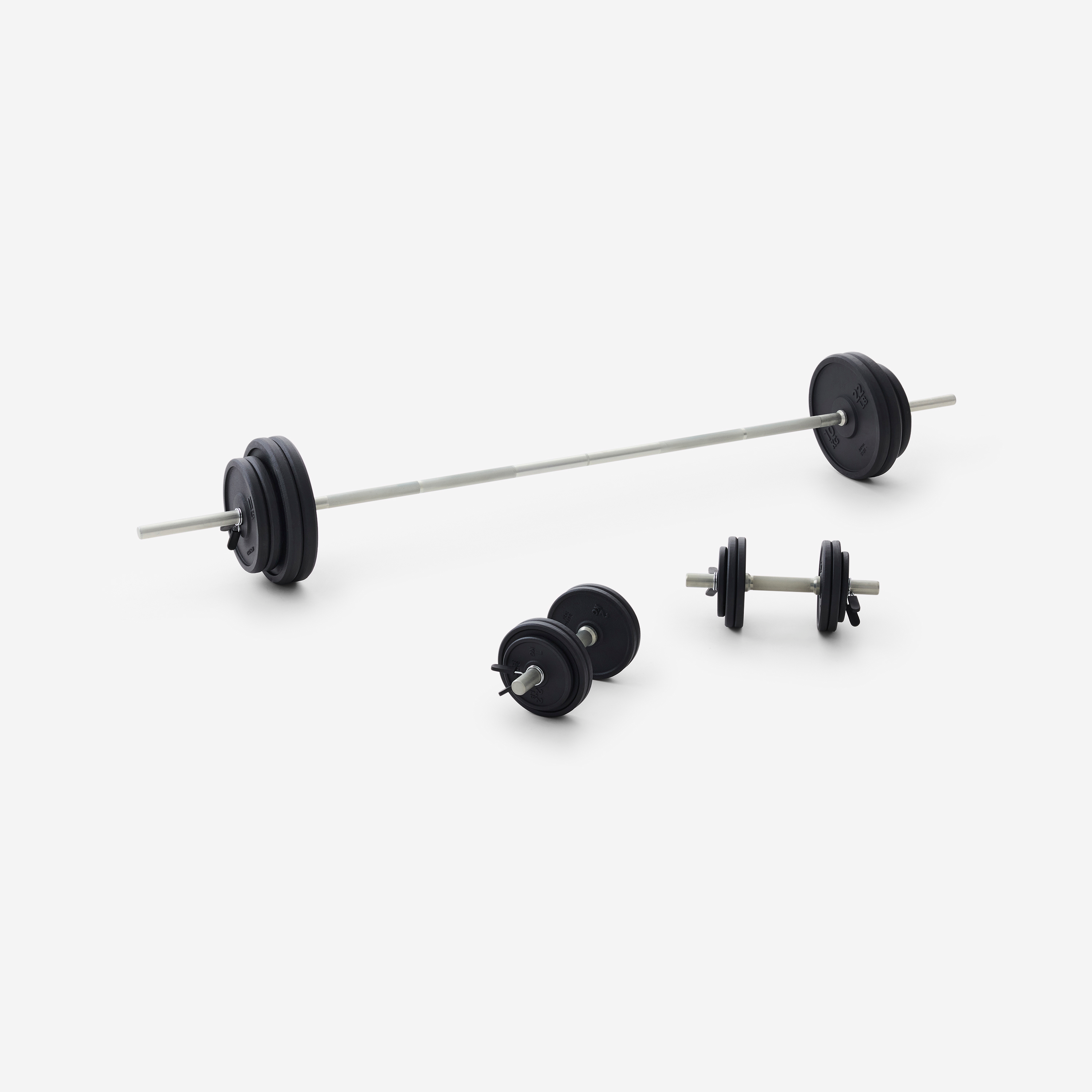 Kit 93 kg haltères et barres musculation avec disque en fonte à 80% recyclée - CORENGTH