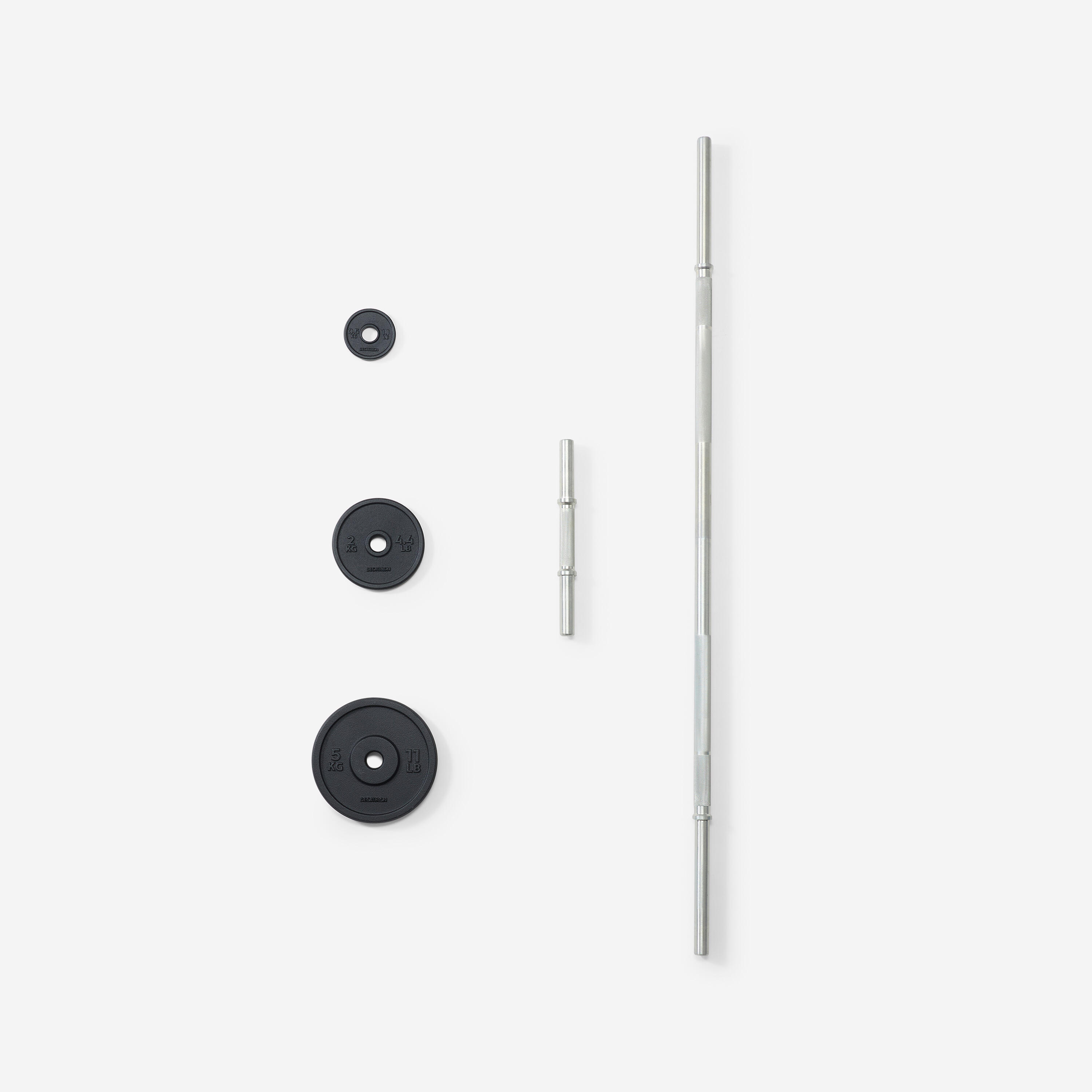 Kit 50 kg haltères et barre musculation avec disque de fonte à 80 % recyclée 3/13