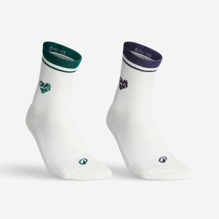 Hoge sportsokken RS300 limited edition wit groen set van 2 paar