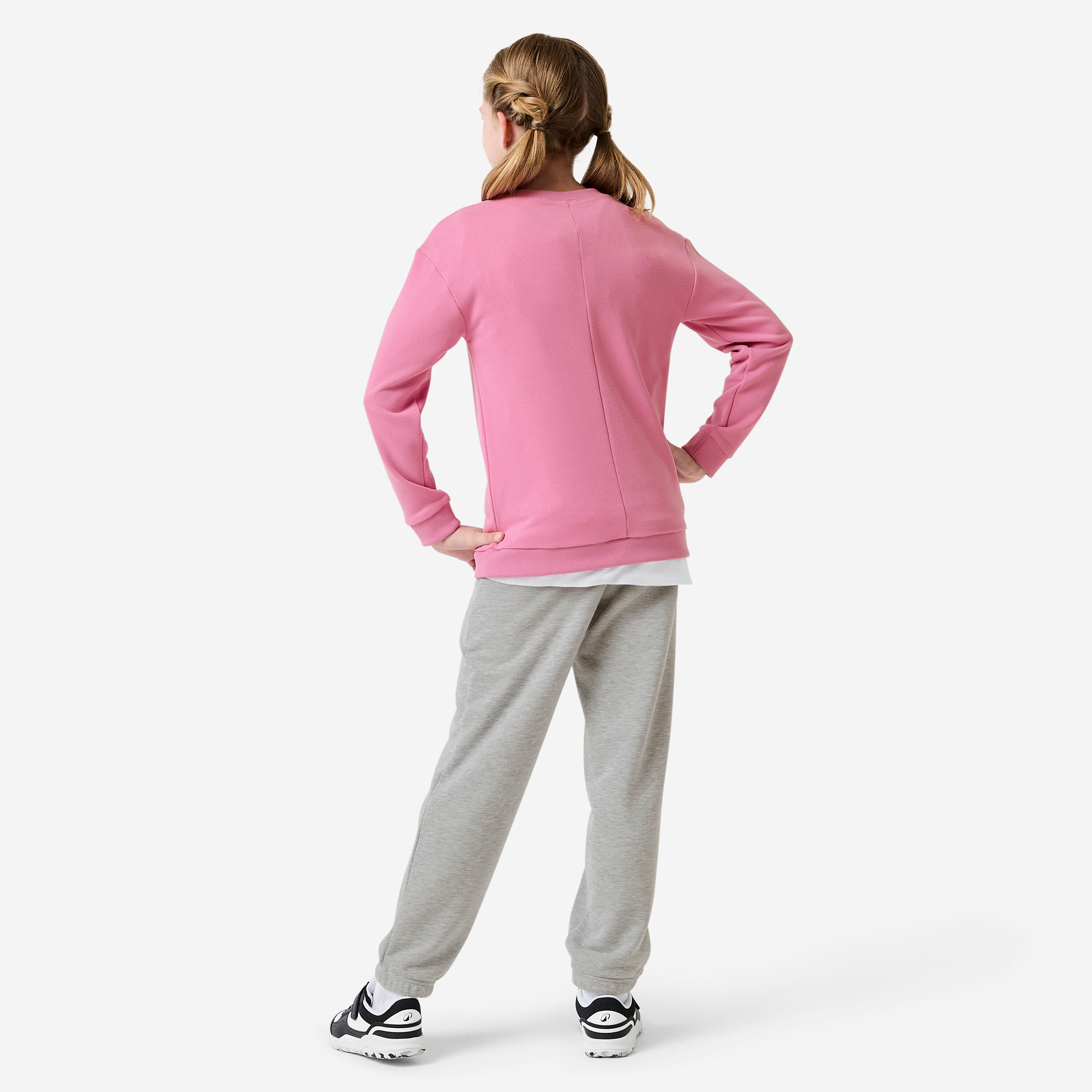 Survêtement french terry respirant fille, rose et gris 4/9