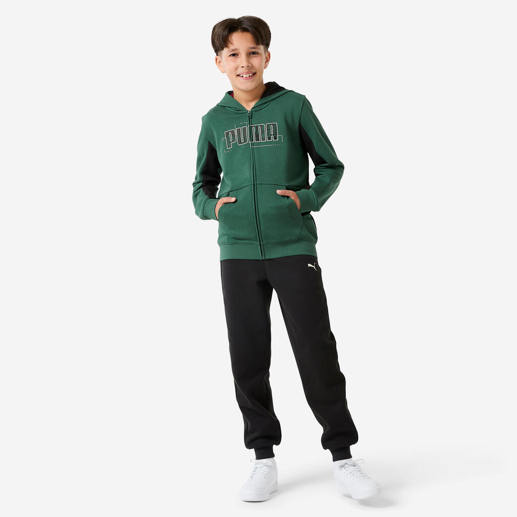PUMA detská športová súprava na zips zeleno-čierna