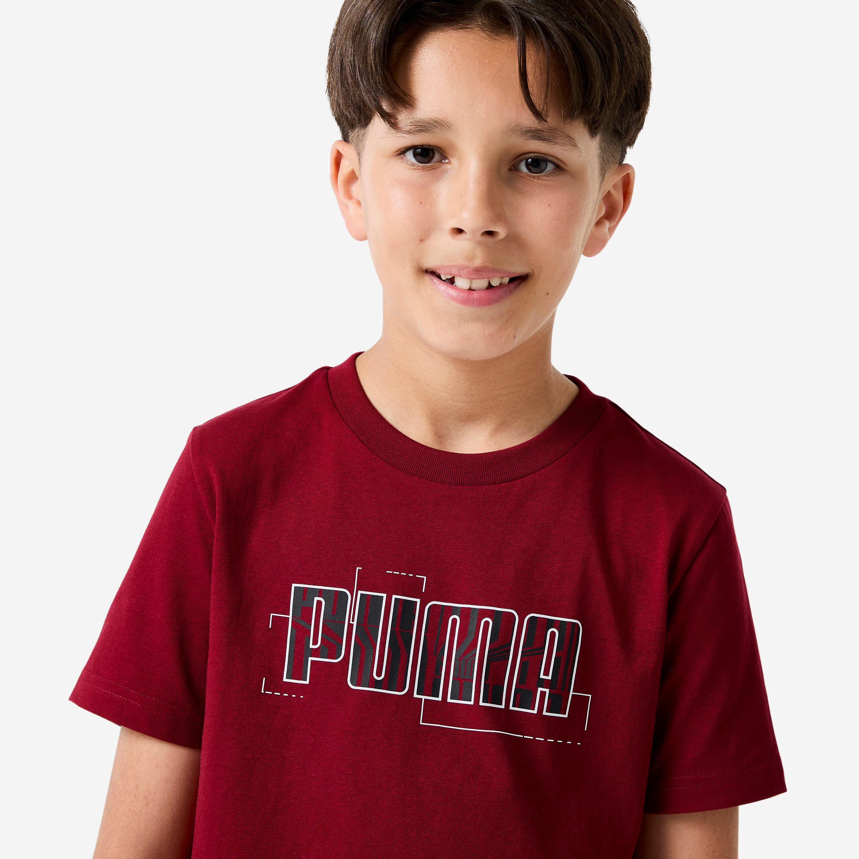T-shirt coton imprimé enfant, bordeau 3/5