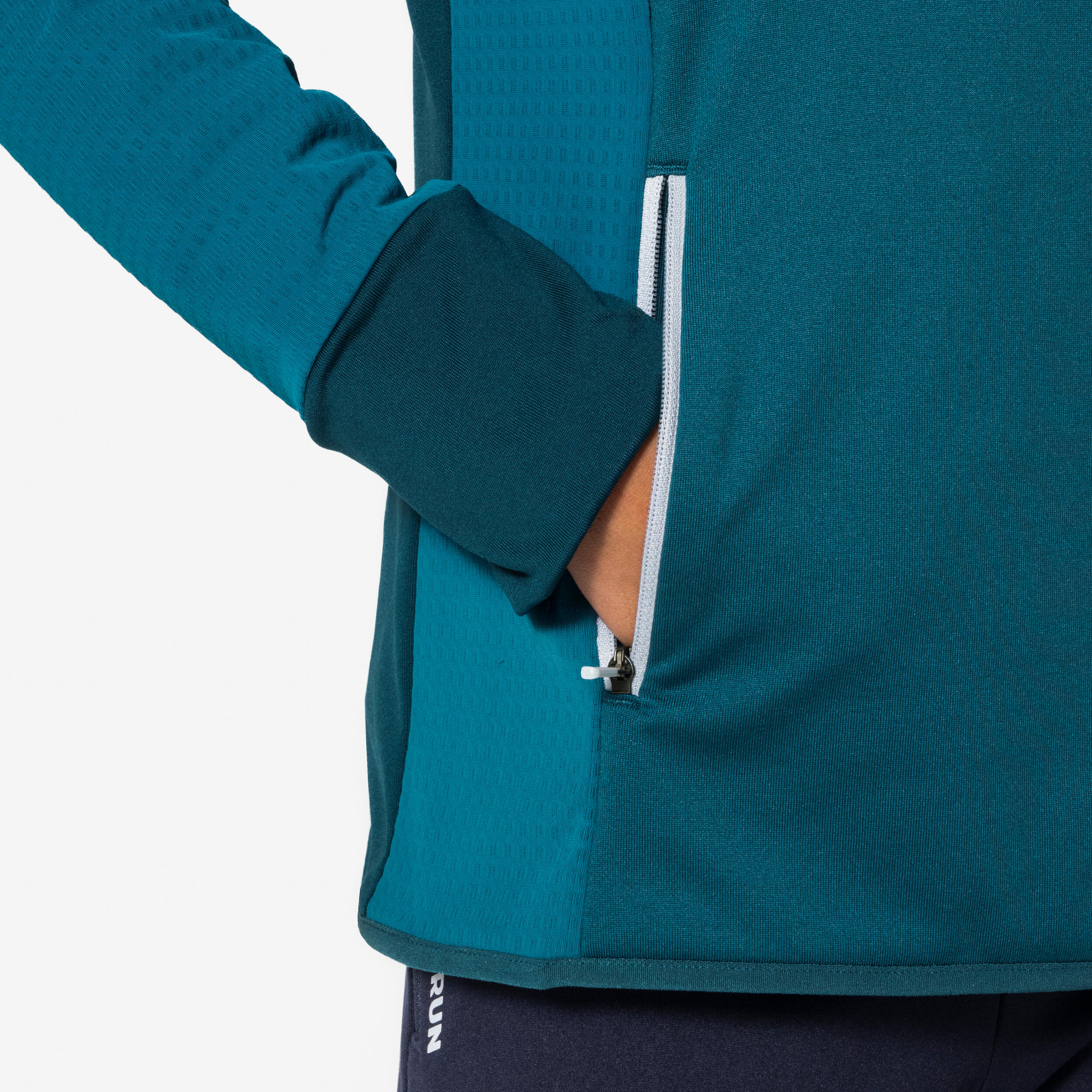 T-shirt manches longues de running garçon, Kiprun Run 900 Warm bleu 12/15