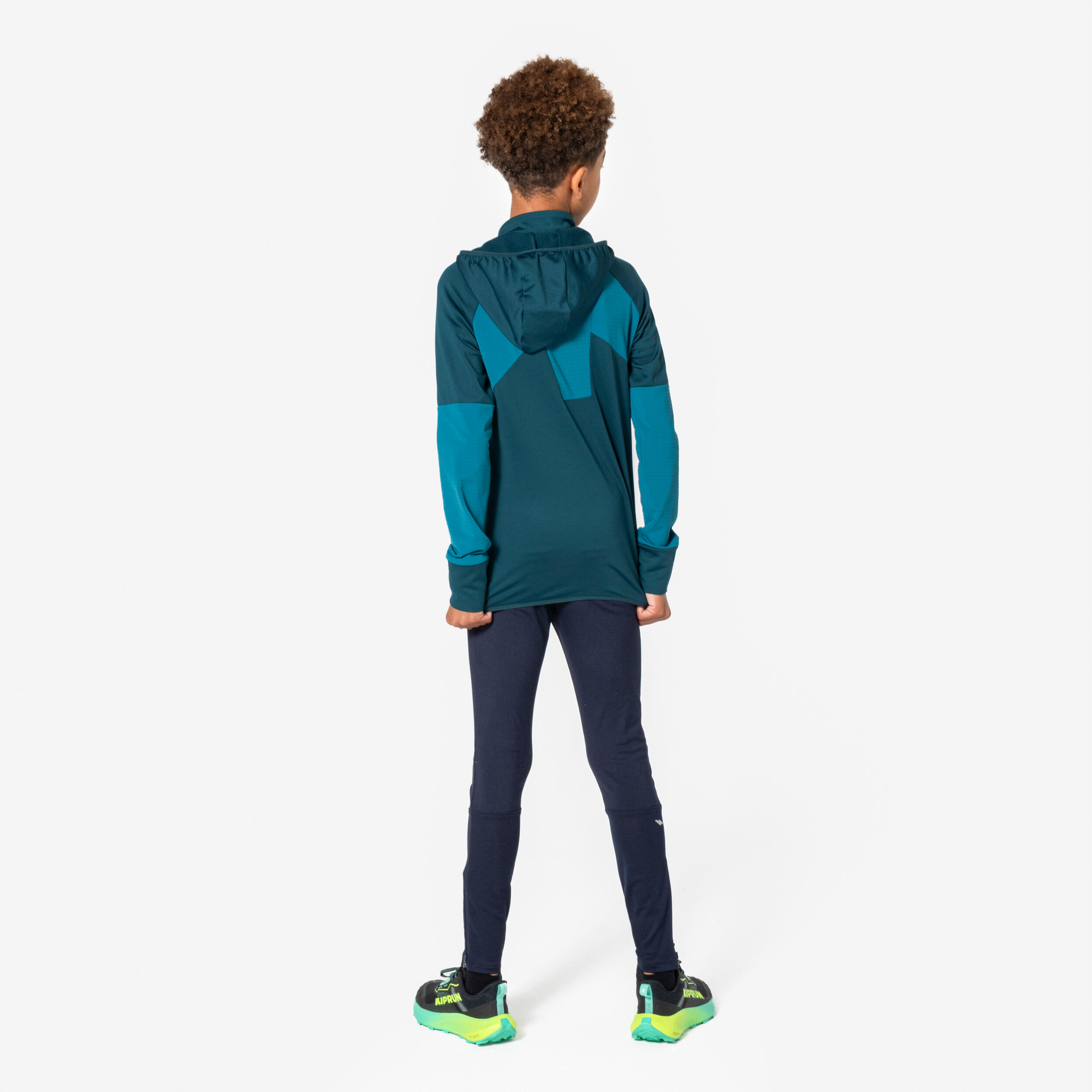 T-shirt manches longues de running garçon, Kiprun Run 900 Warm bleu 14/15