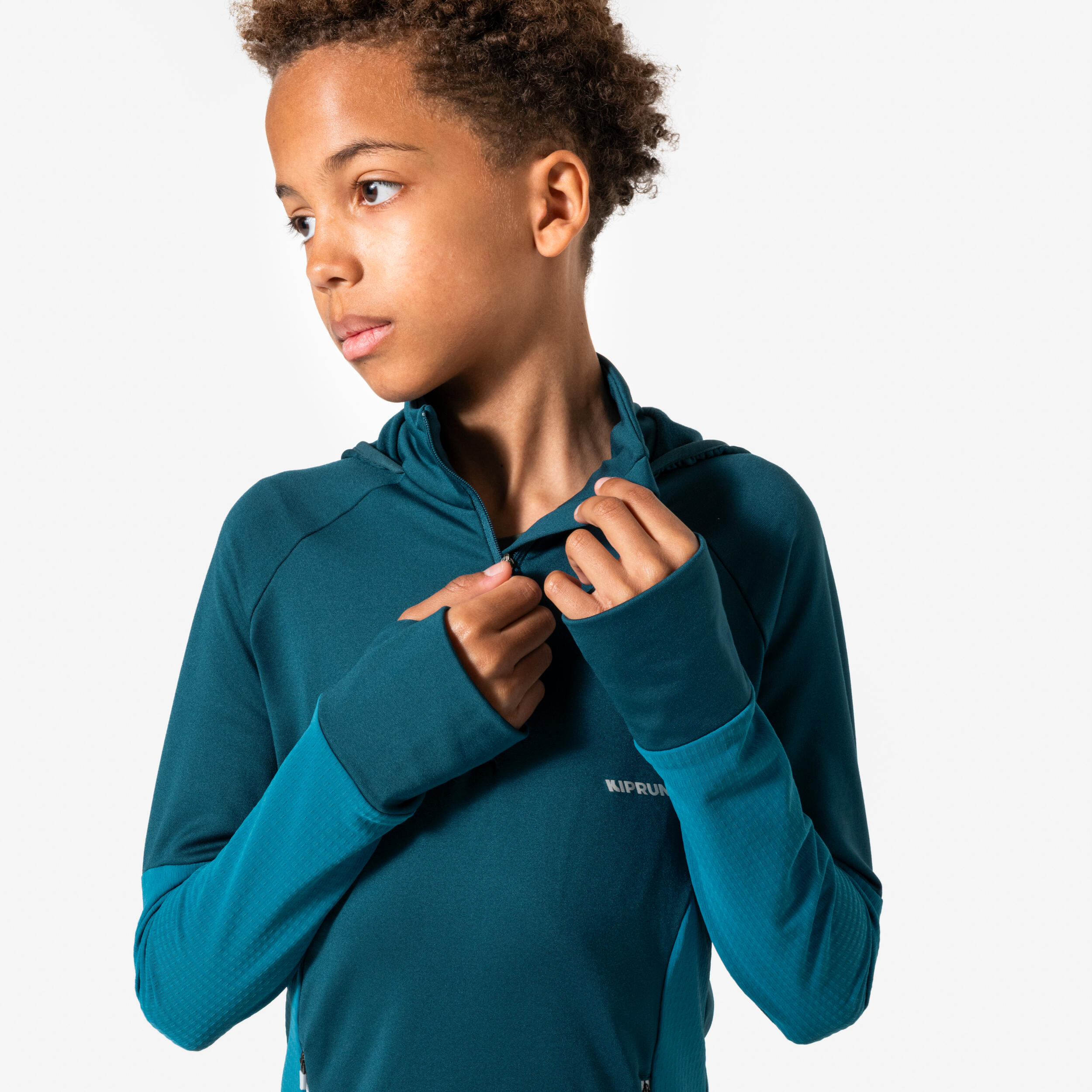 T-shirt manches longues de running garçon, Kiprun Run 900 Warm bleu 9/15