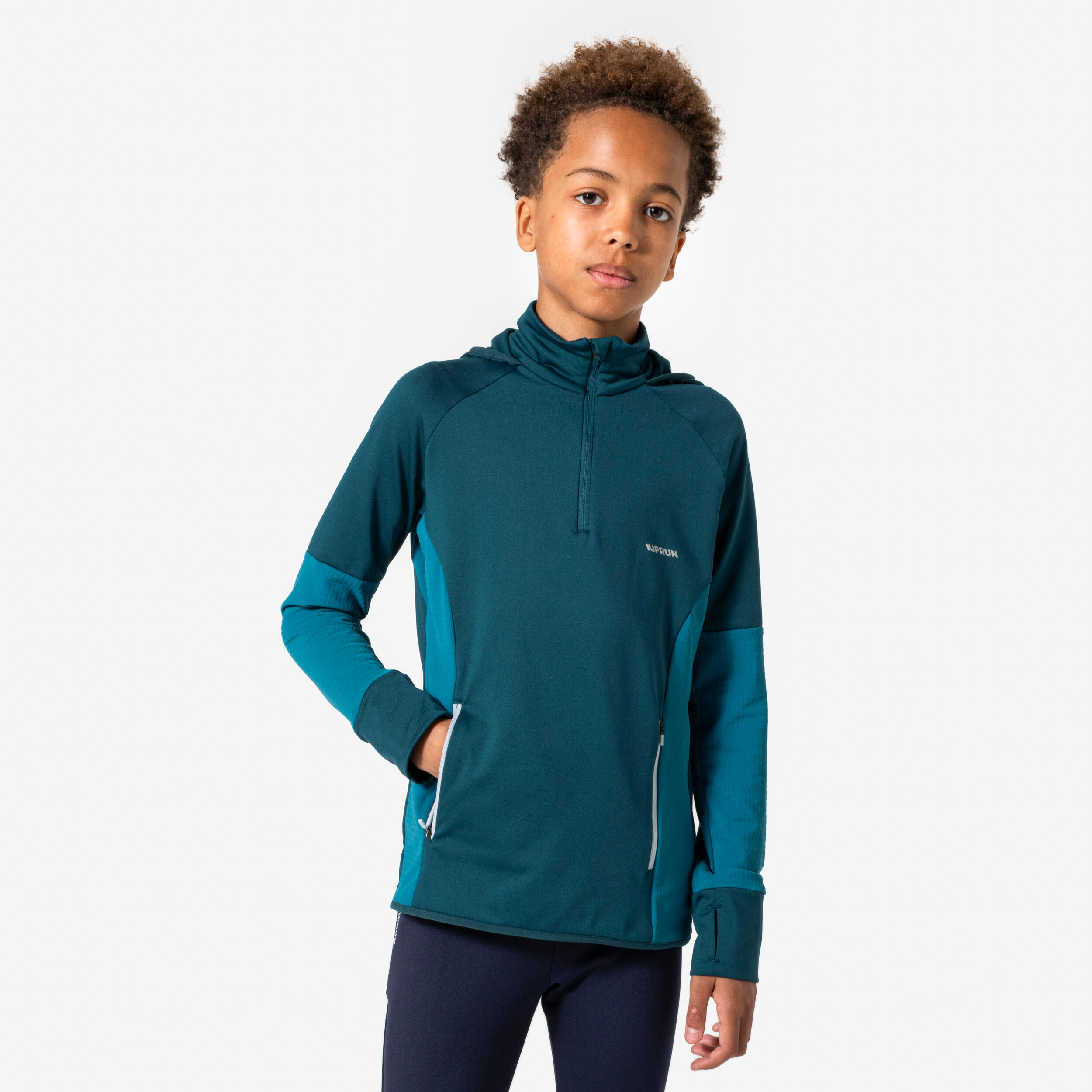 T-shirt manches longues de running garçon, Kiprun Run 900 Warm bleu 3/15