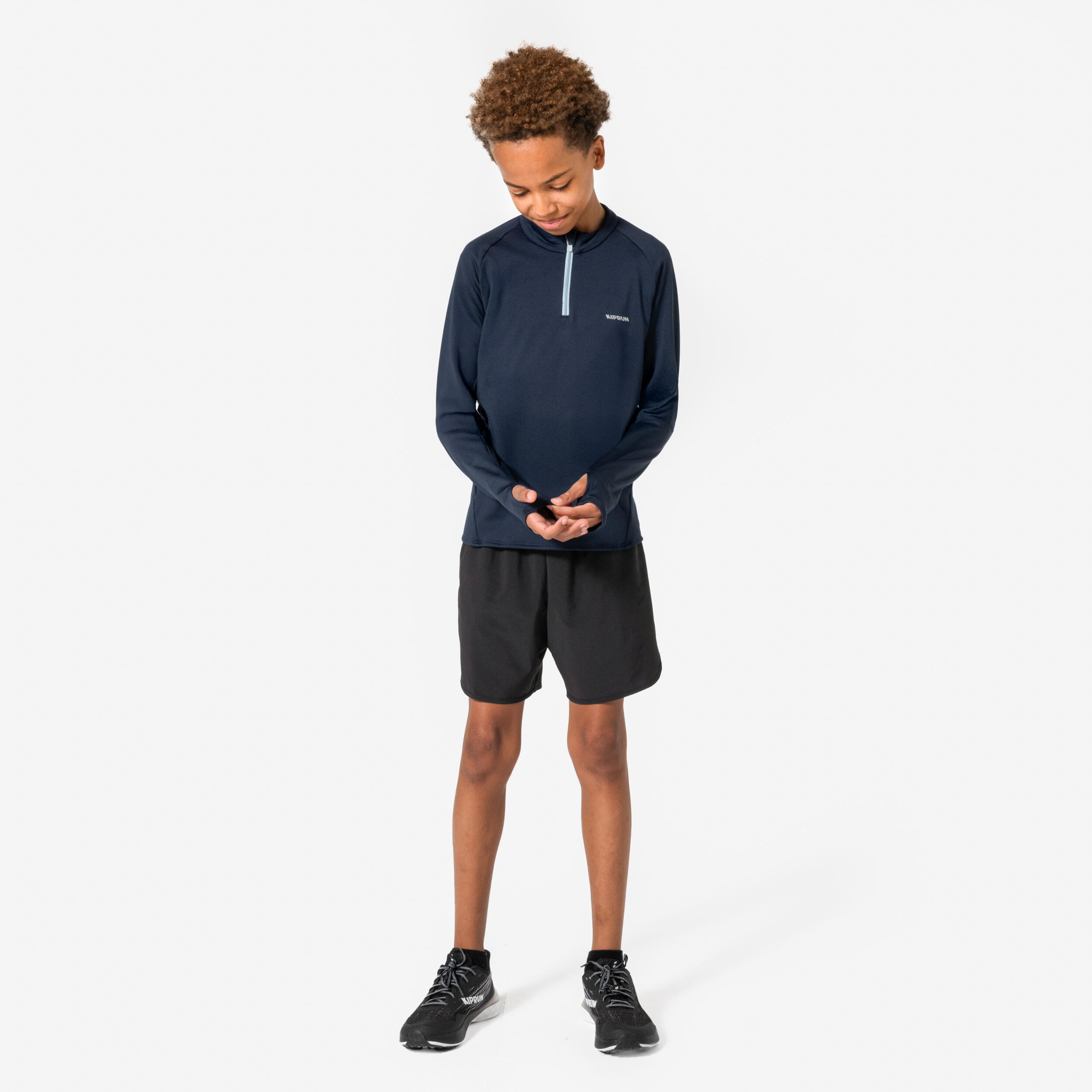 Tee-Shirt manches longues running Enfant 1/2 zip chaud - KIPRUN Warm 100 Marine 5/11