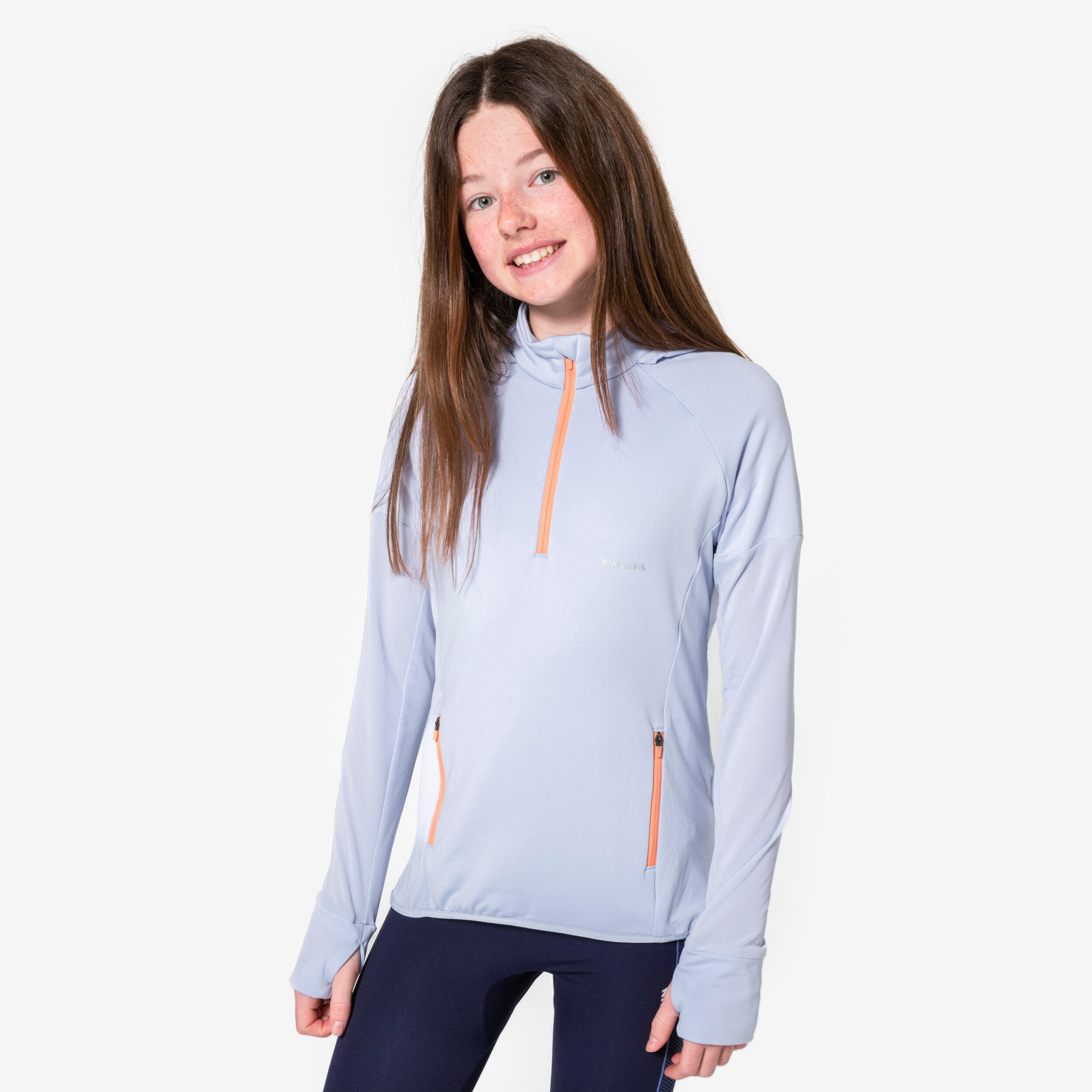 T-shirt manches longues de running fille, Kiprun Run 900 Warm violet 1/12