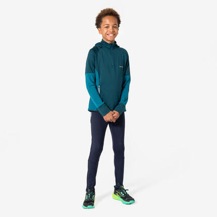 T-shirt manches longues de running garçon, Kiprun Run 900 Warm bleu