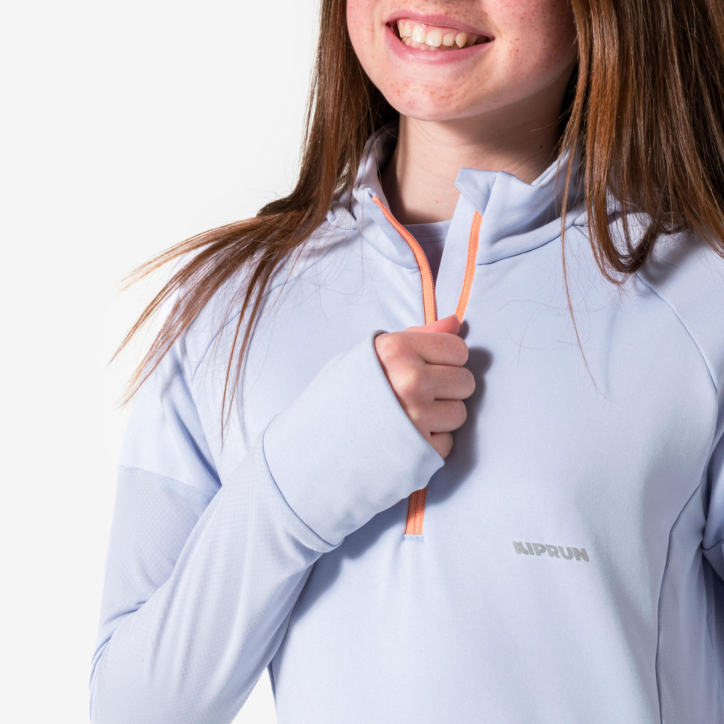 T-shirt manches longues de running fille, Kiprun Run 900 Warm violet 10/12