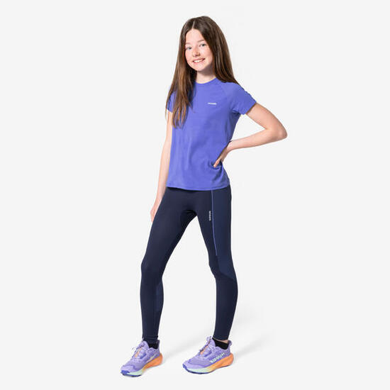 Legging de running sans couture Fille, Kiprun run perform violet
