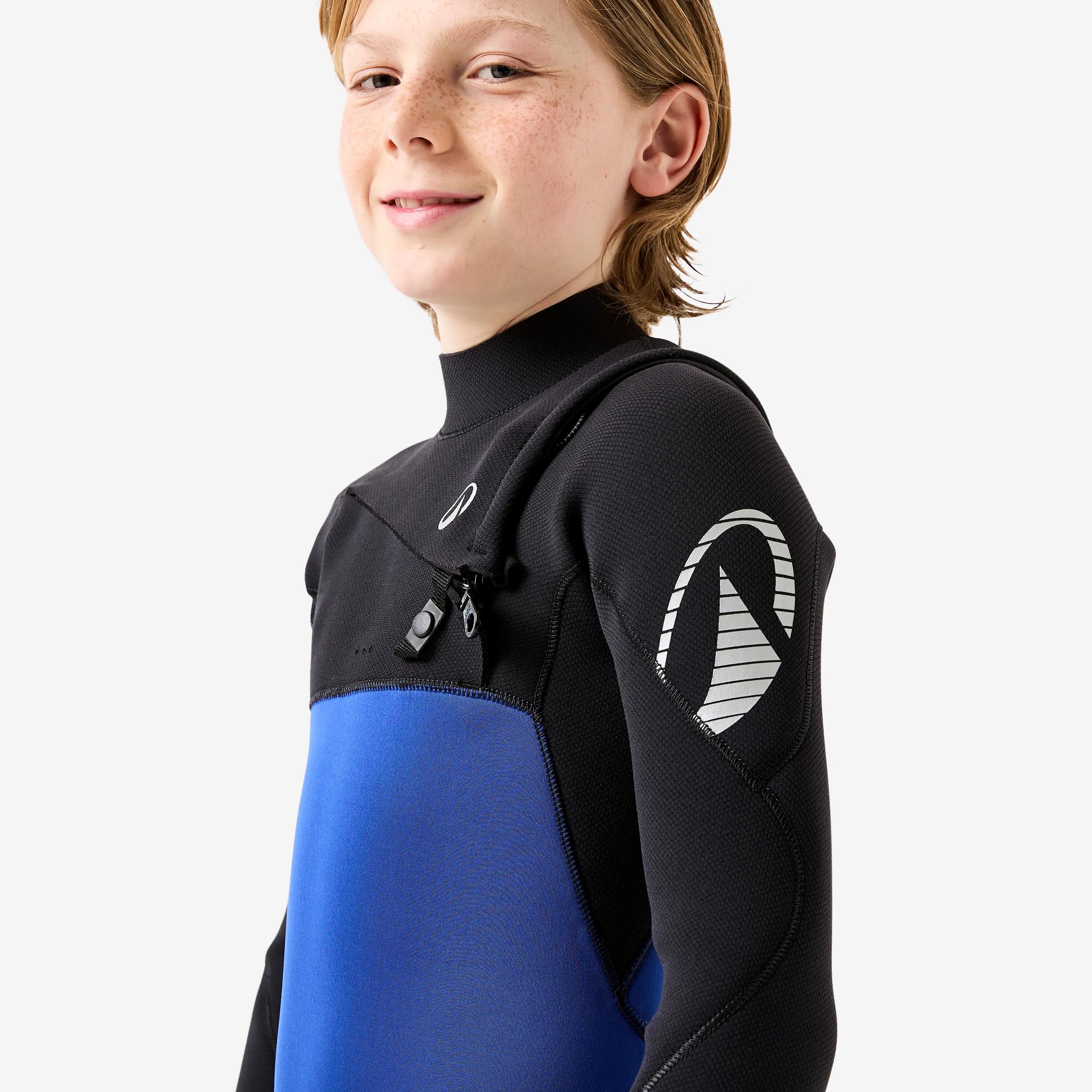 Combinaison intégrale surf 4/3 mm enfant, 900 bleu et noir 6/10