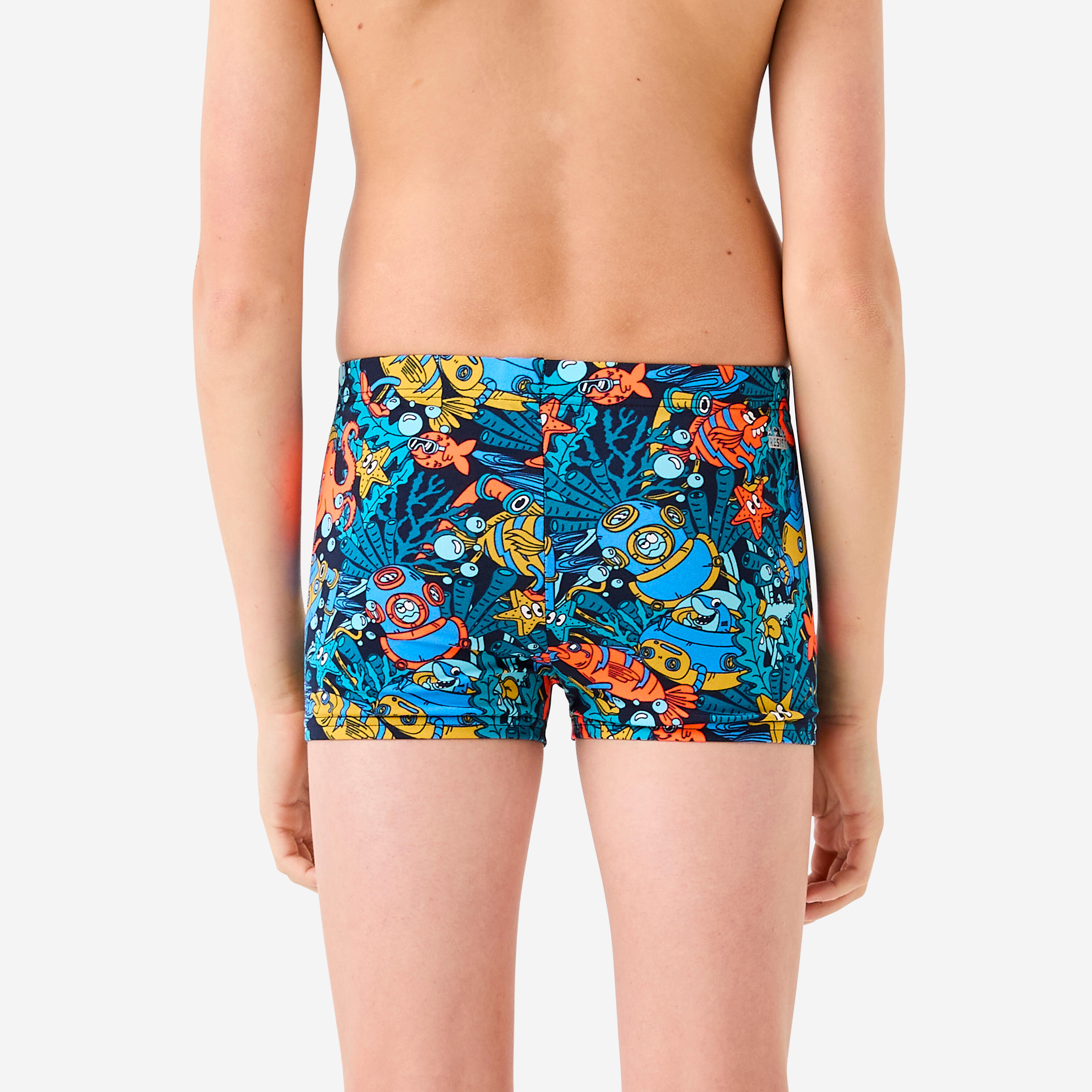 Maillot boxer de bain natation Garçon enfant - 500 Fitib all marin bleu rouge 2/7