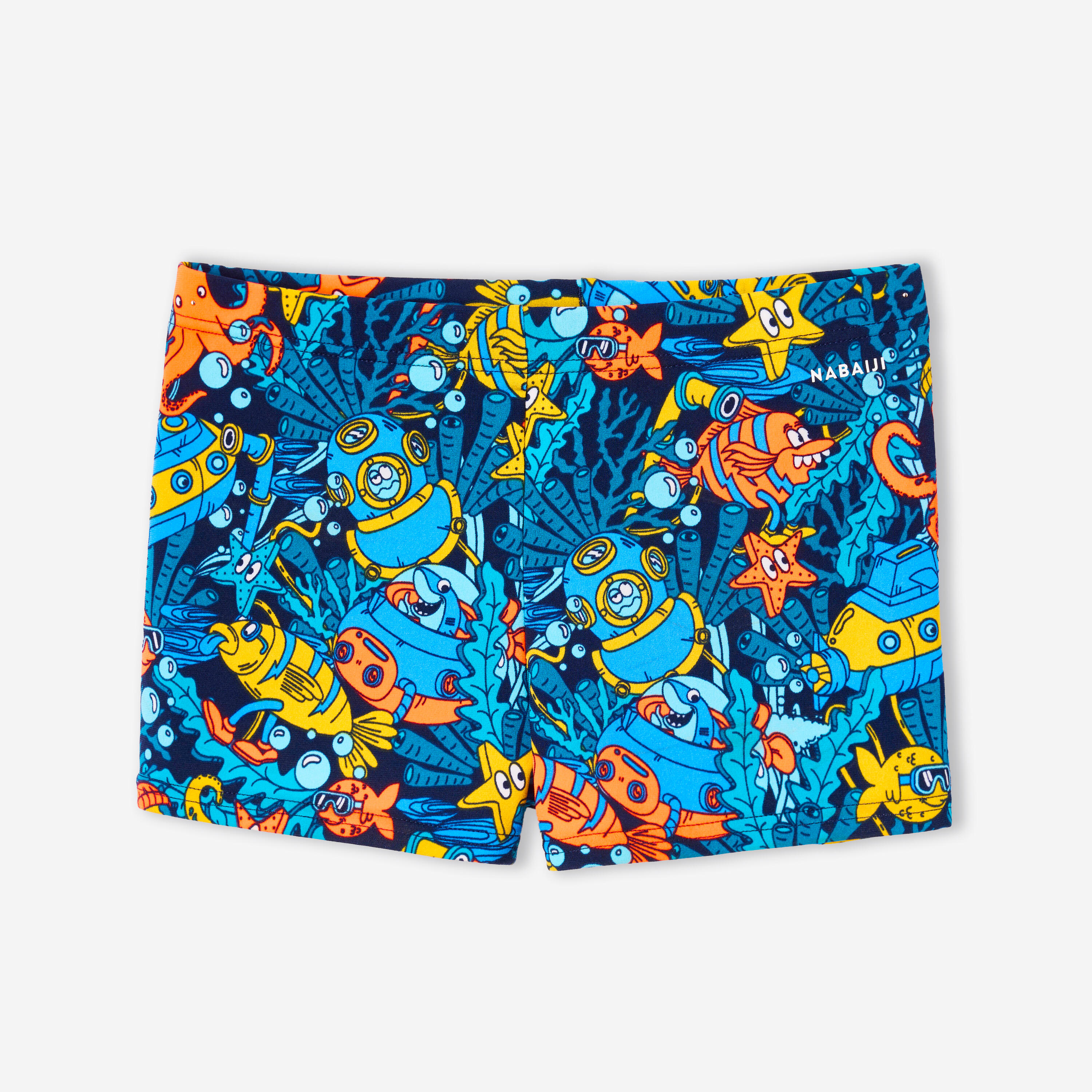 Maillot boxer de bain natation Garçon enfant - 500 Fitib all marin bleu rouge 7/7