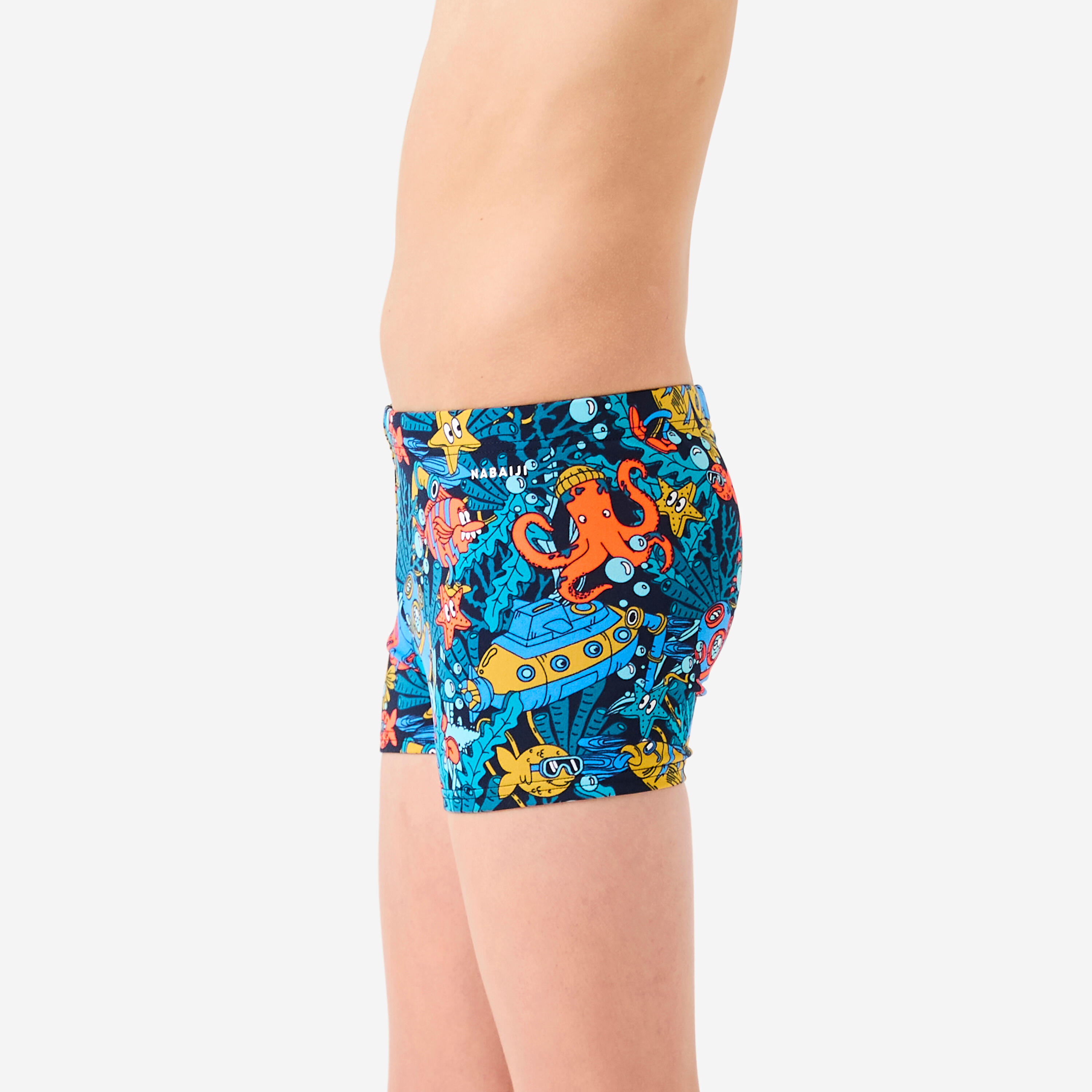 Maillot boxer de bain natation Garçon enfant - 500 Fitib all marin bleu rouge 4/7