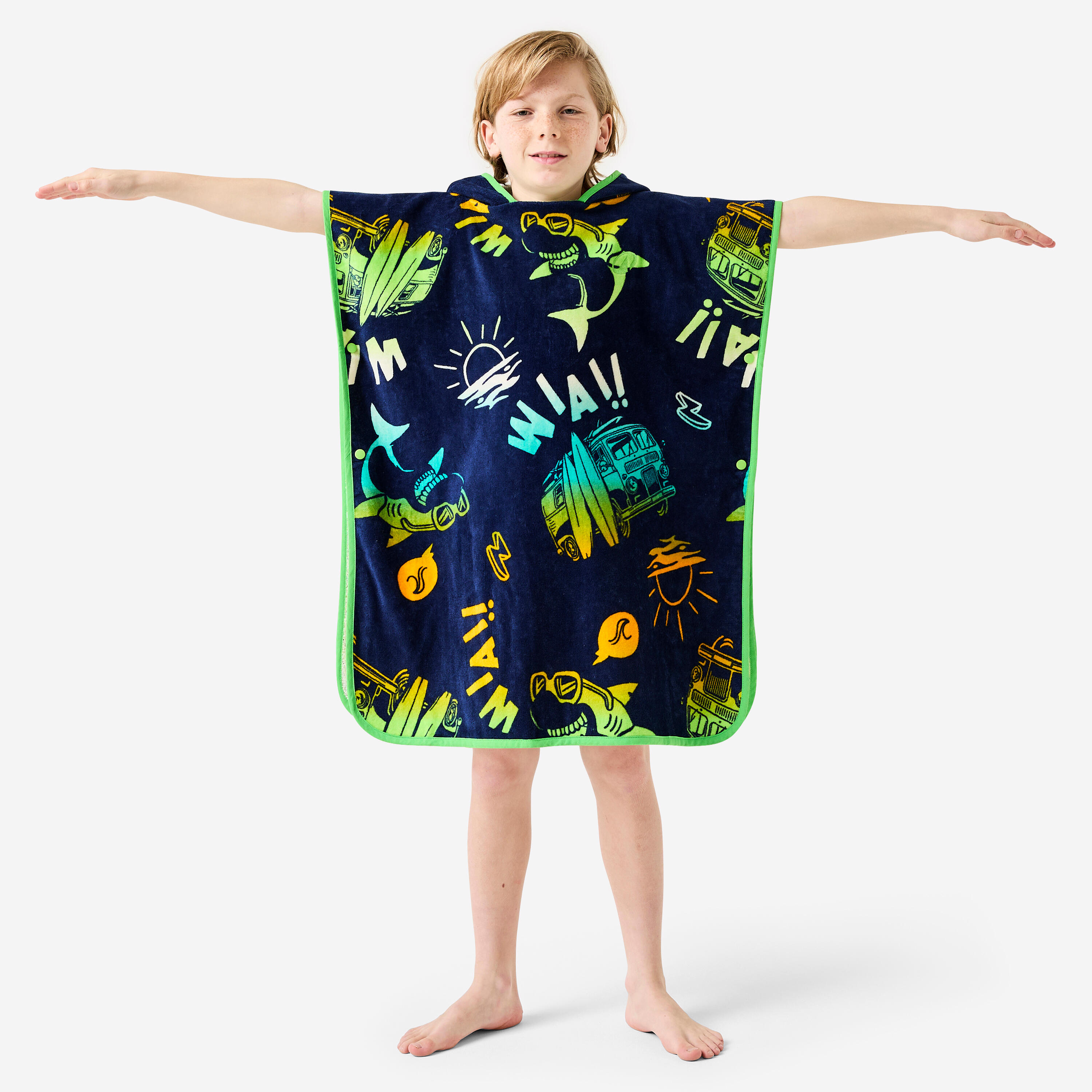 Poncho de bain surf enfant de 110 à 135 cm - 500 Vanlife bleu 5/9