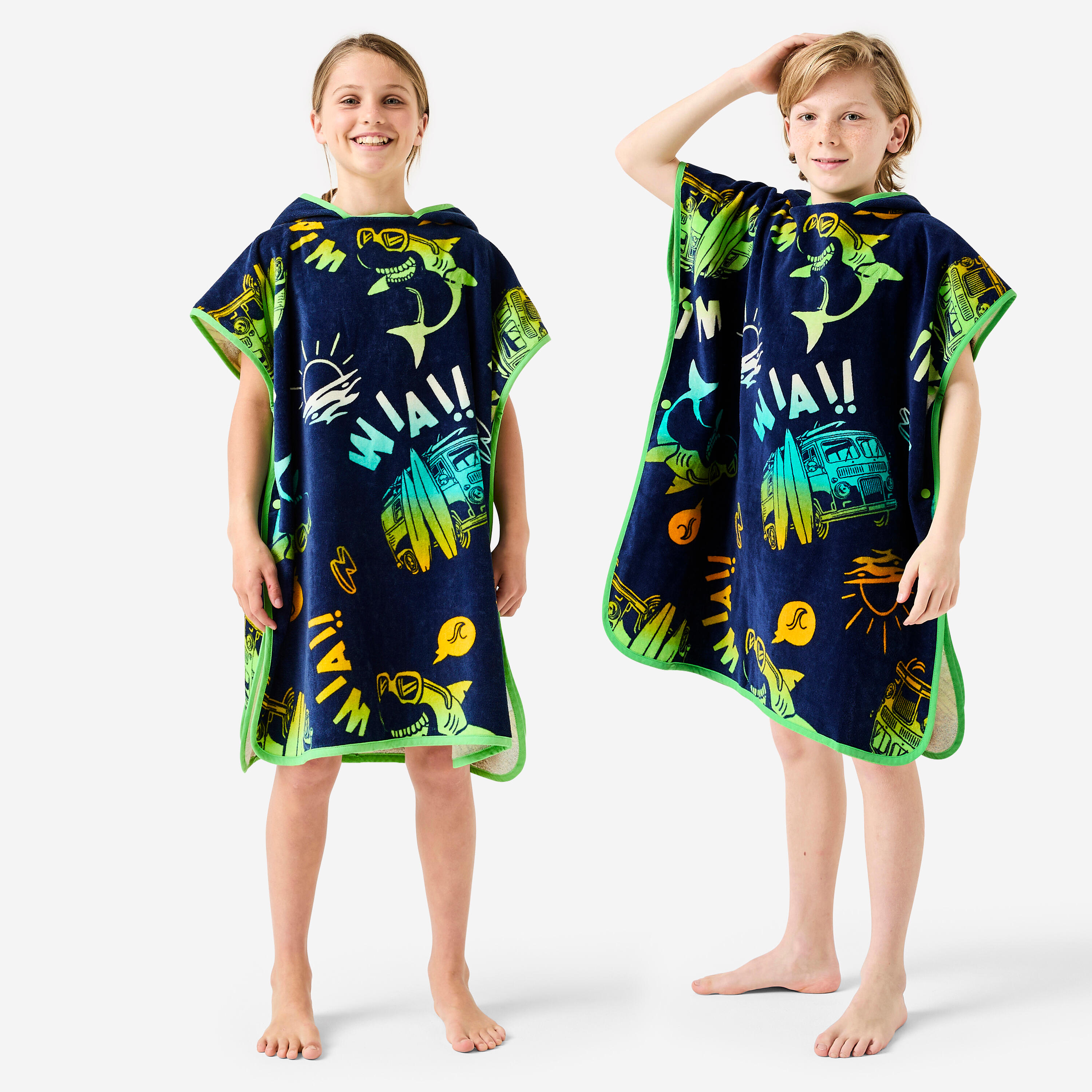 Poncho de bain surf enfant de 110 à 135 cm - 500 Vanlife bleu 3/9