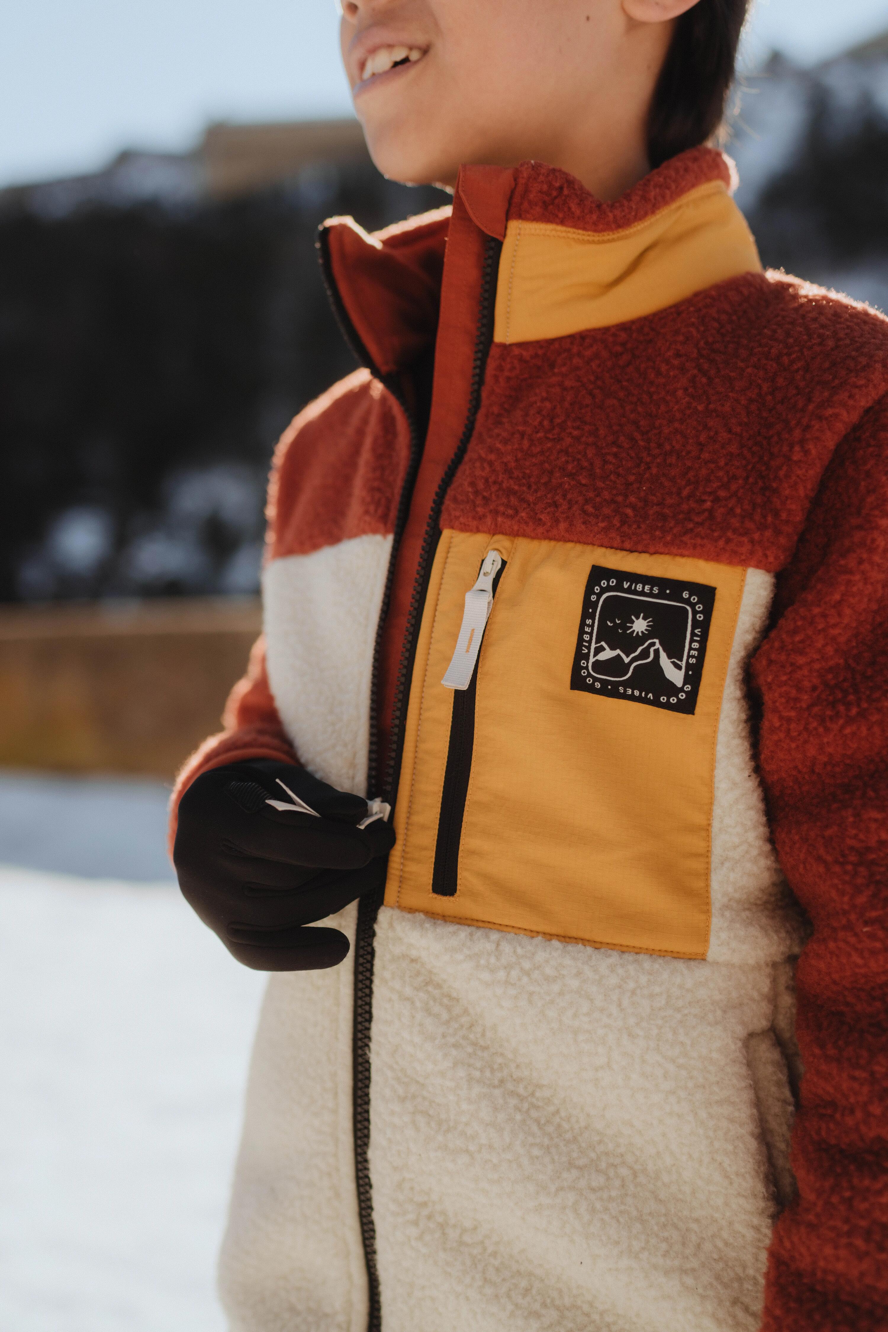 Jachetă fleece sherpa chaude copii 7-15 ani, NH 900 zip Bej-Maro 10/10