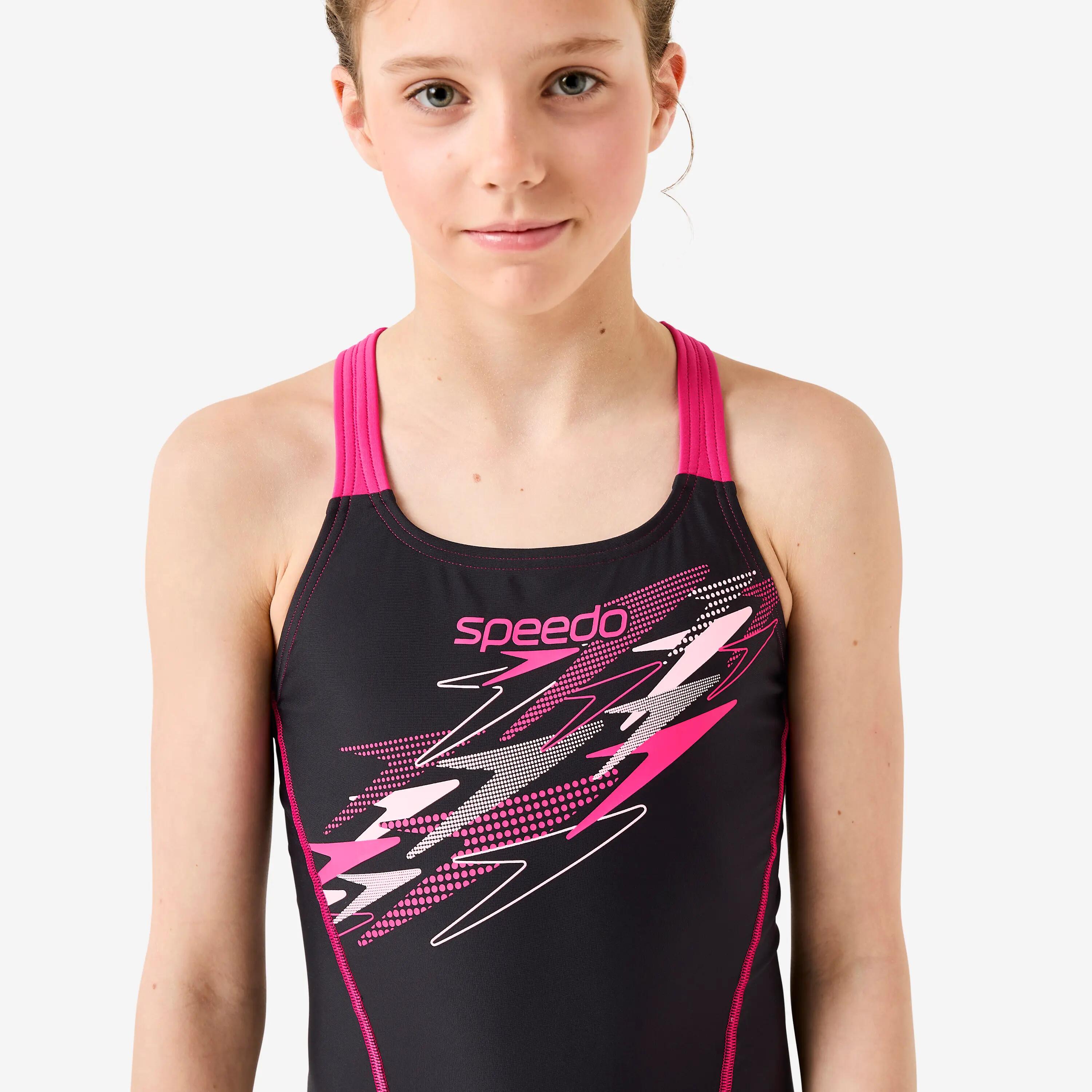 Maillot de bain 1 pièce natation Fille - Speedo Medley noir et rose 5/7