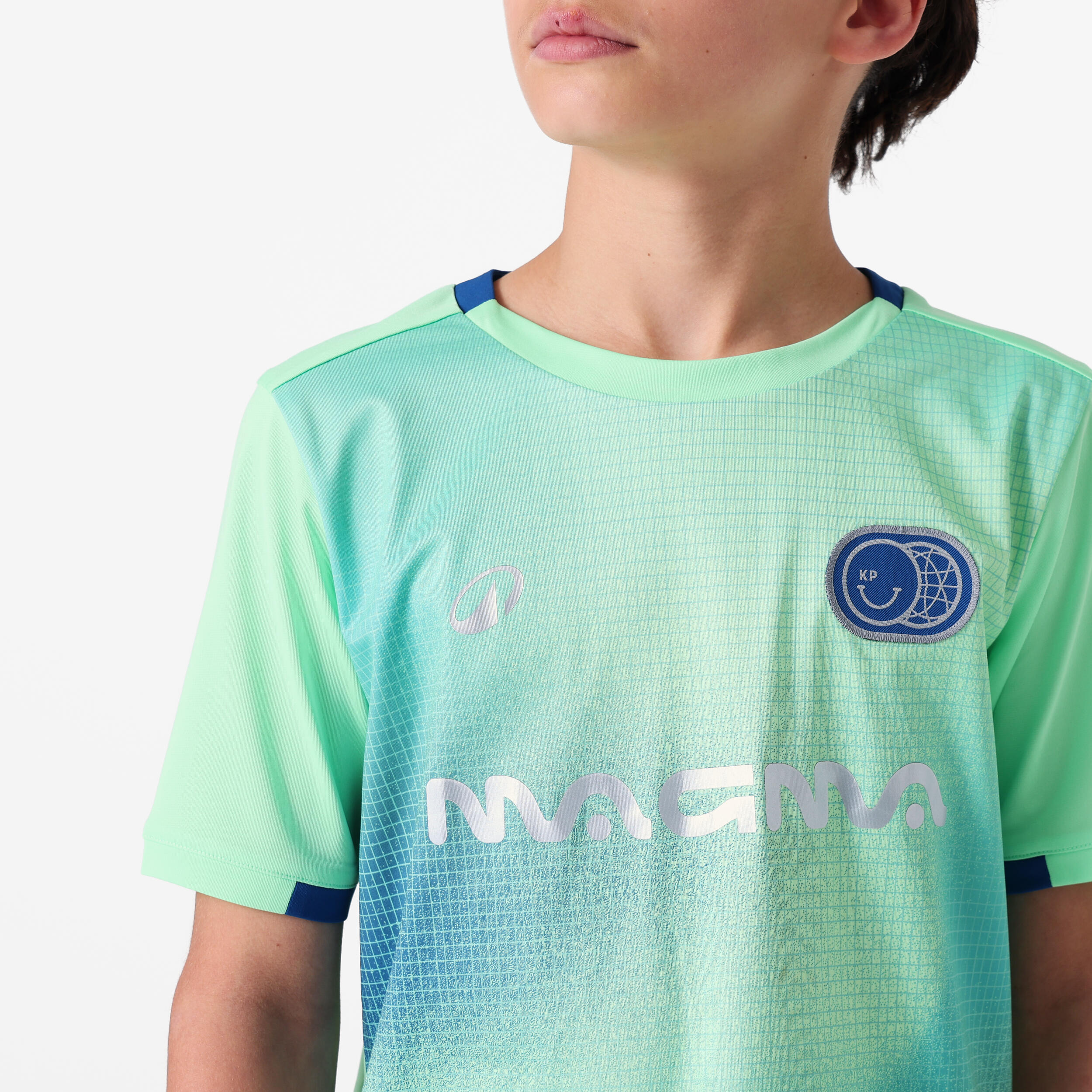 Kinder-Fussballtrikot Viralto Kids Boreal, kurzarm, Grün und Blau 5/7
