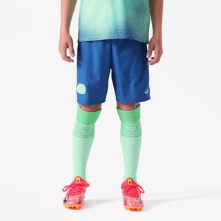 Kids' Football Shorts Viralto Kids - Blue/Green Stripe