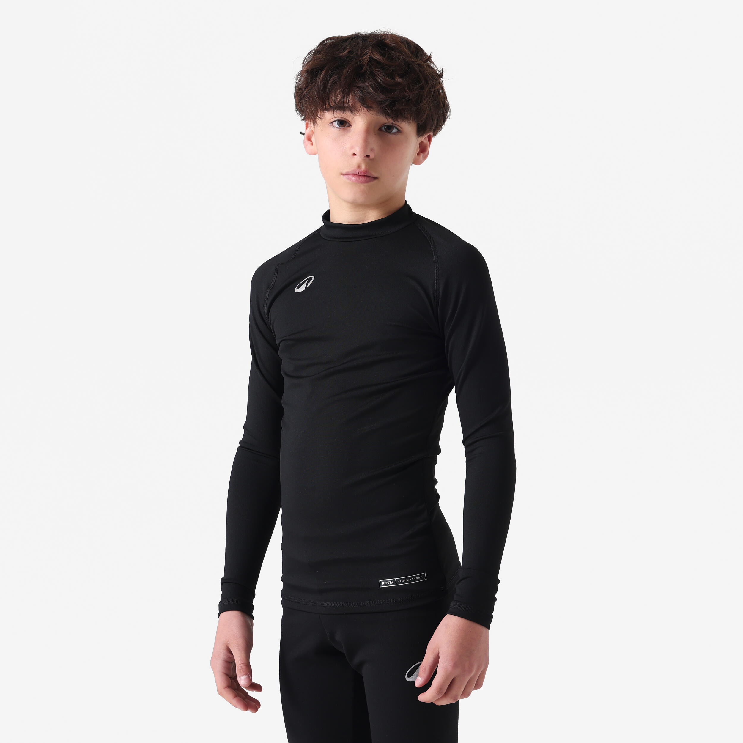 Kids Long-Sleeved Football Base Layer Top Keepcomfort - Black