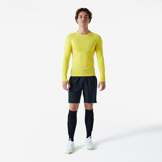 Sous-maillot de foot thermique sans-couture manches longues, Keepdry jaune flu