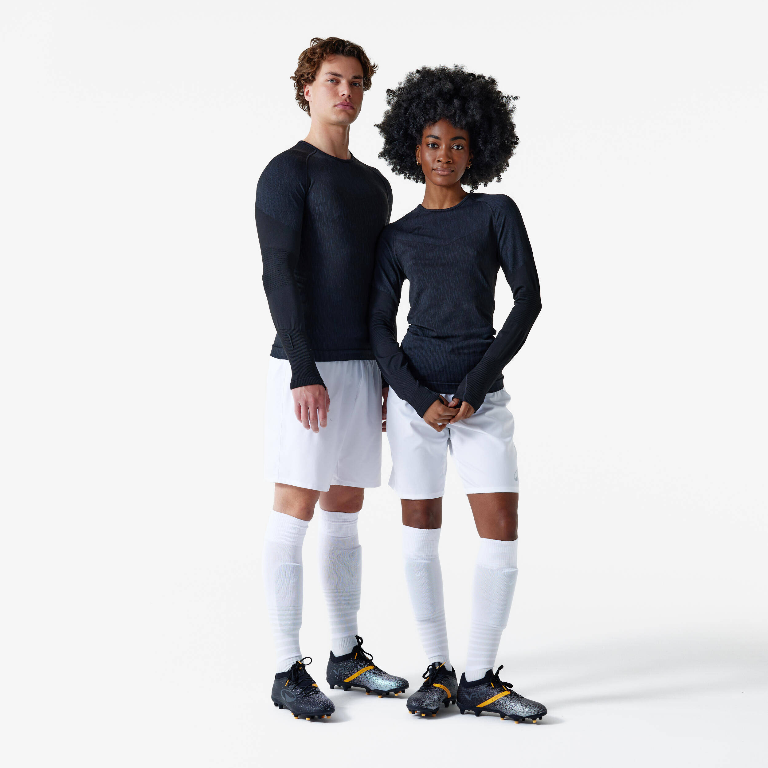 Seamless Long-Sleeved Thermal Football Base Layer Shirt Keepdry - Black -  3