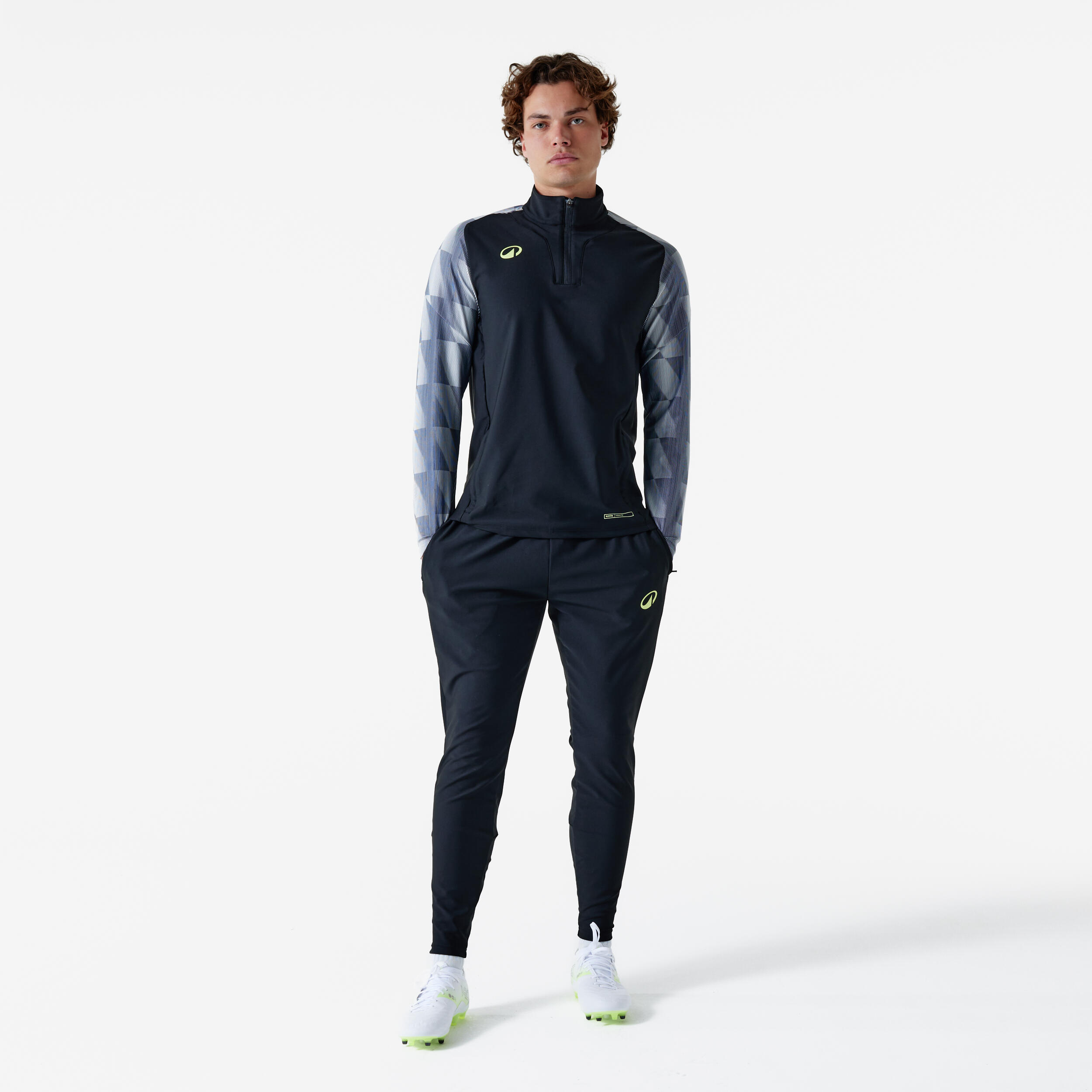 Pantalón de futbol de entrenamiento negro con gris para adulto Viralto Dop 13/30