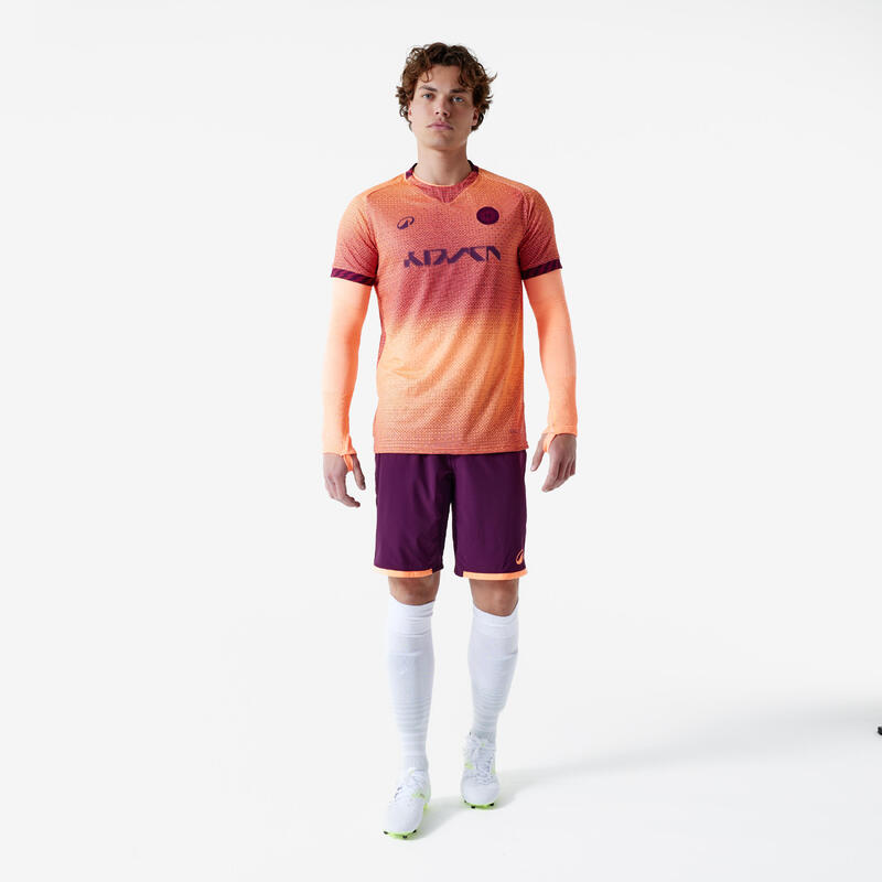 Bluză de fotbal termică fără cusături, cu mâneci lungi, Keepdry Portocaliu Coral