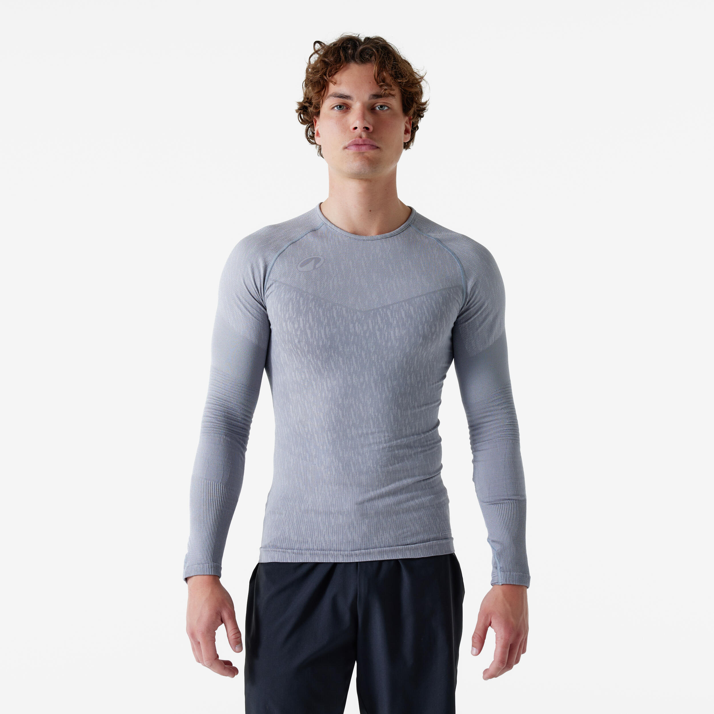 Naadloos thermoshirt met lange mouwen voor voetbal Keepdry grijs 2/9