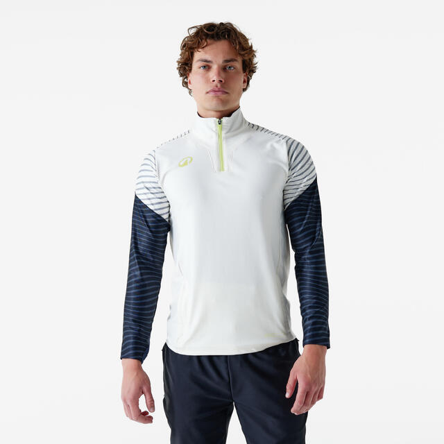 Damen/Herren Fußball Sweatshirt 1/2 Zip - VIRALTO Ripples weiß/schwarz
