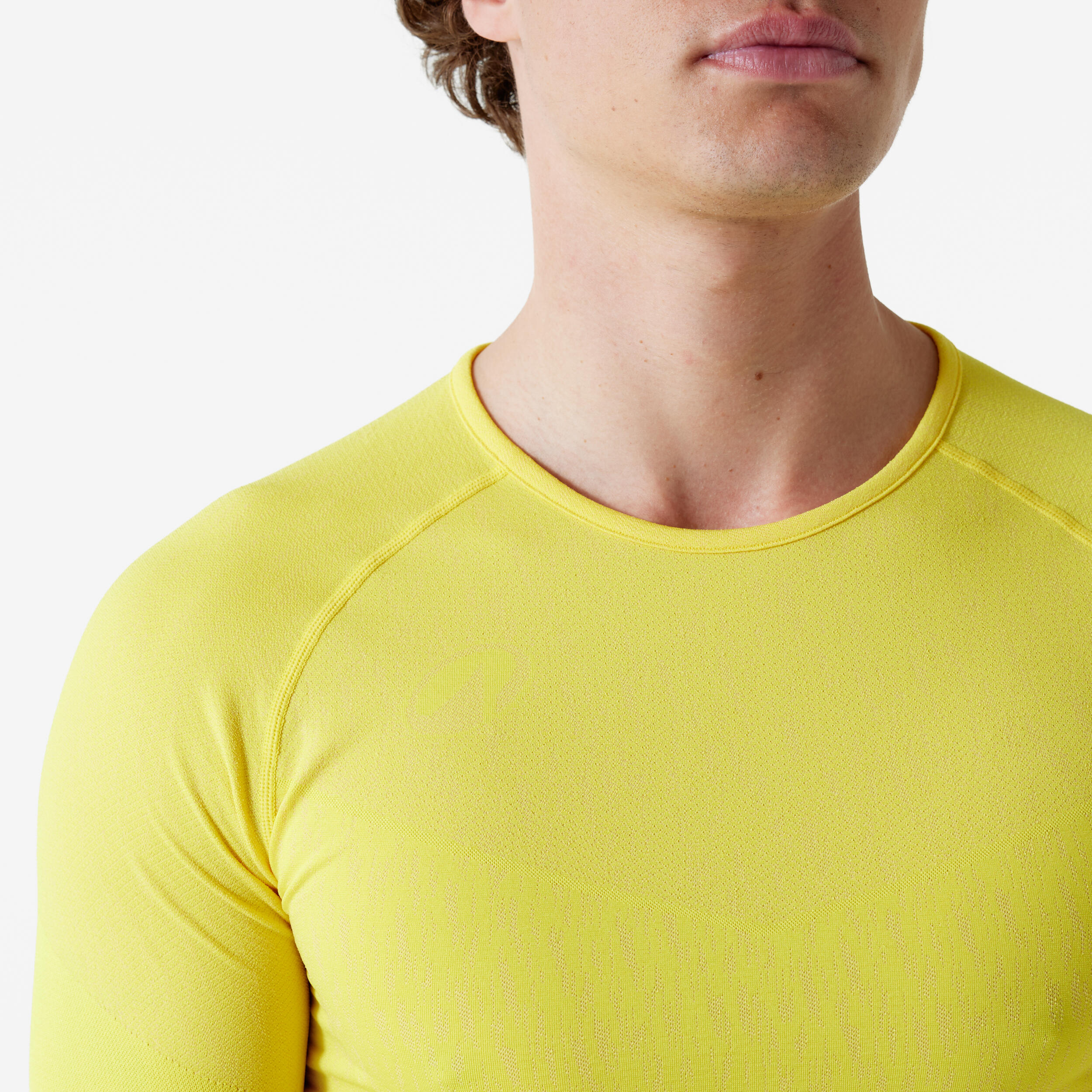 Naadloos thermoshirt met lange mouwen voor voetbal Keepdry fluogeel 2/13