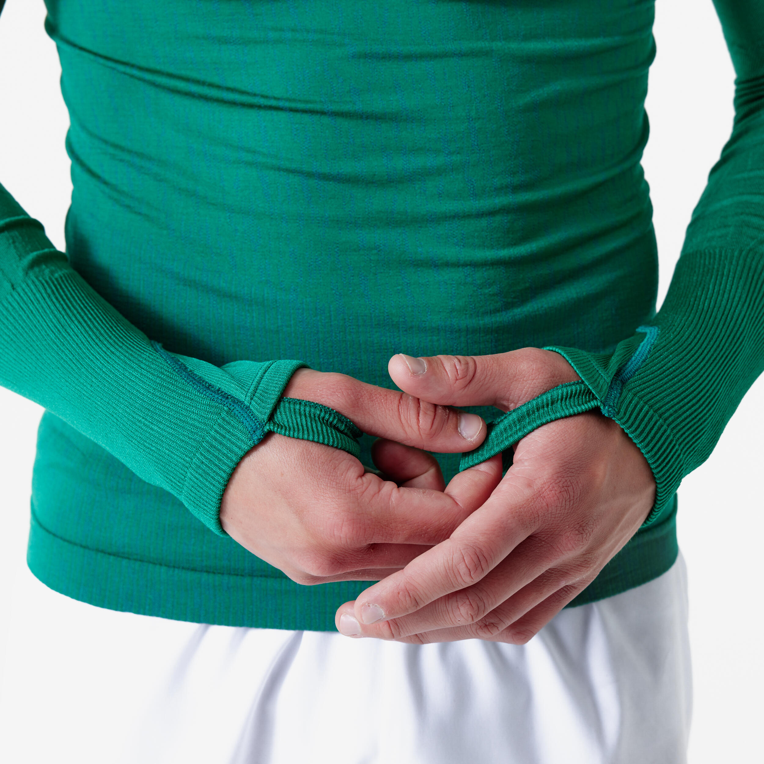 Naadloos thermoshirt met lange mouwen voor voetbal Keepdry groen 5/7