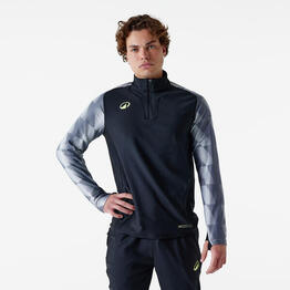 Sweat 1/2 zip de football adulte Viralto Dop noir et gris