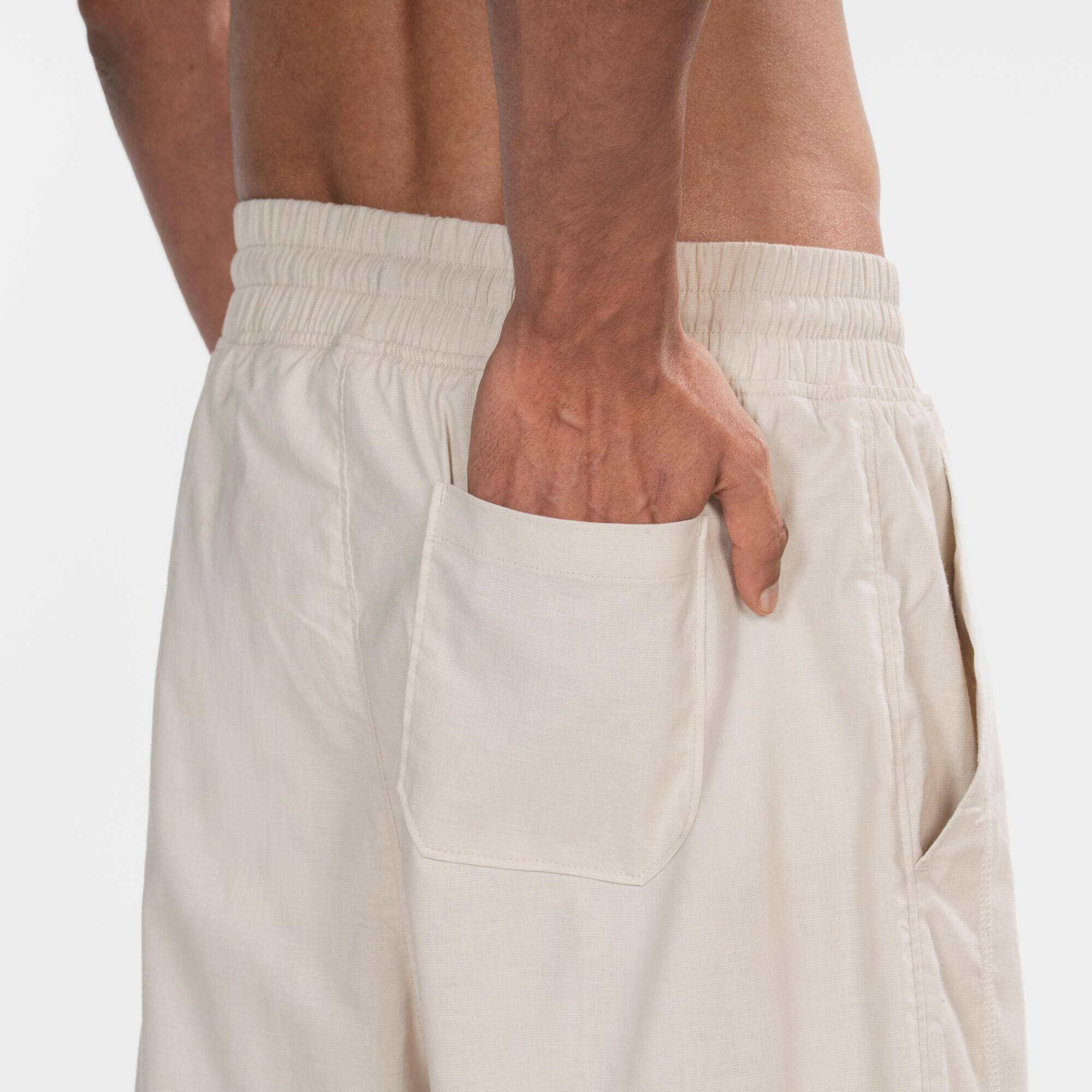Men Dhoti Yoga Pants - Beige -  5