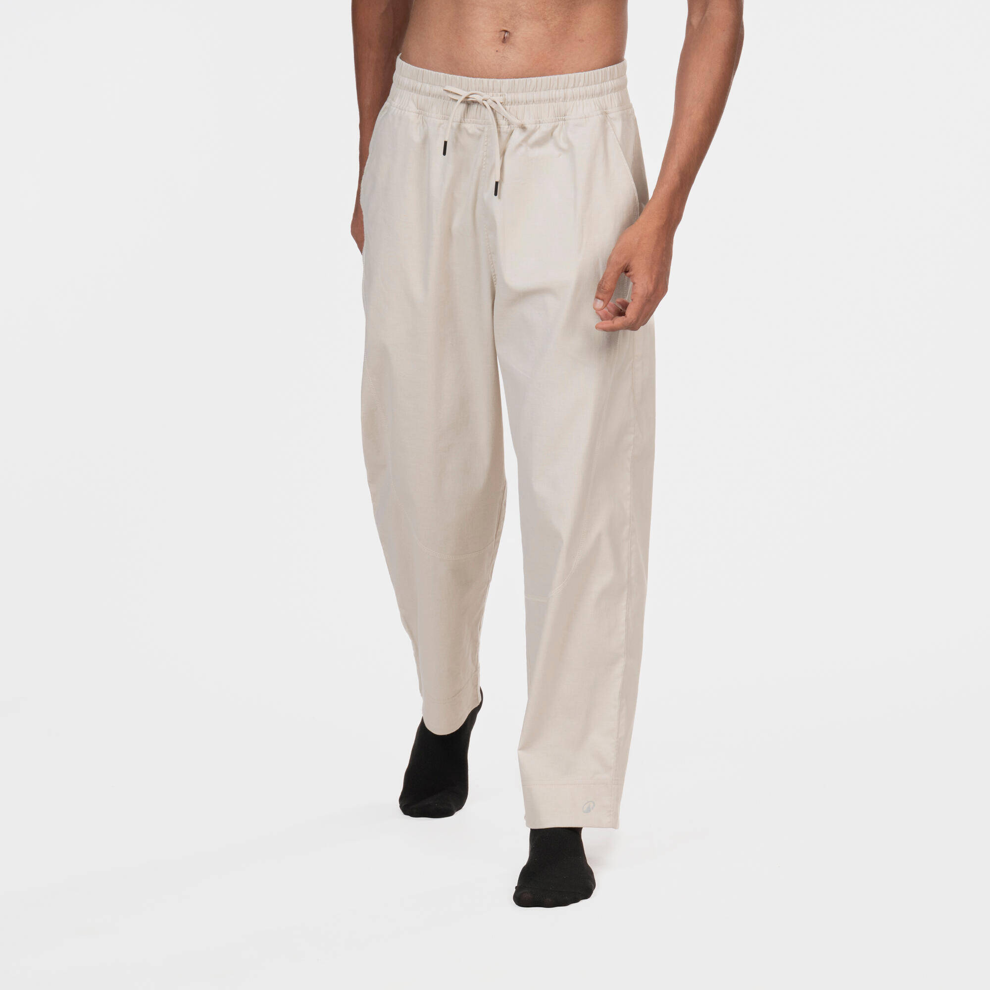 Men Dhoti Yoga Pants - Beige -  3